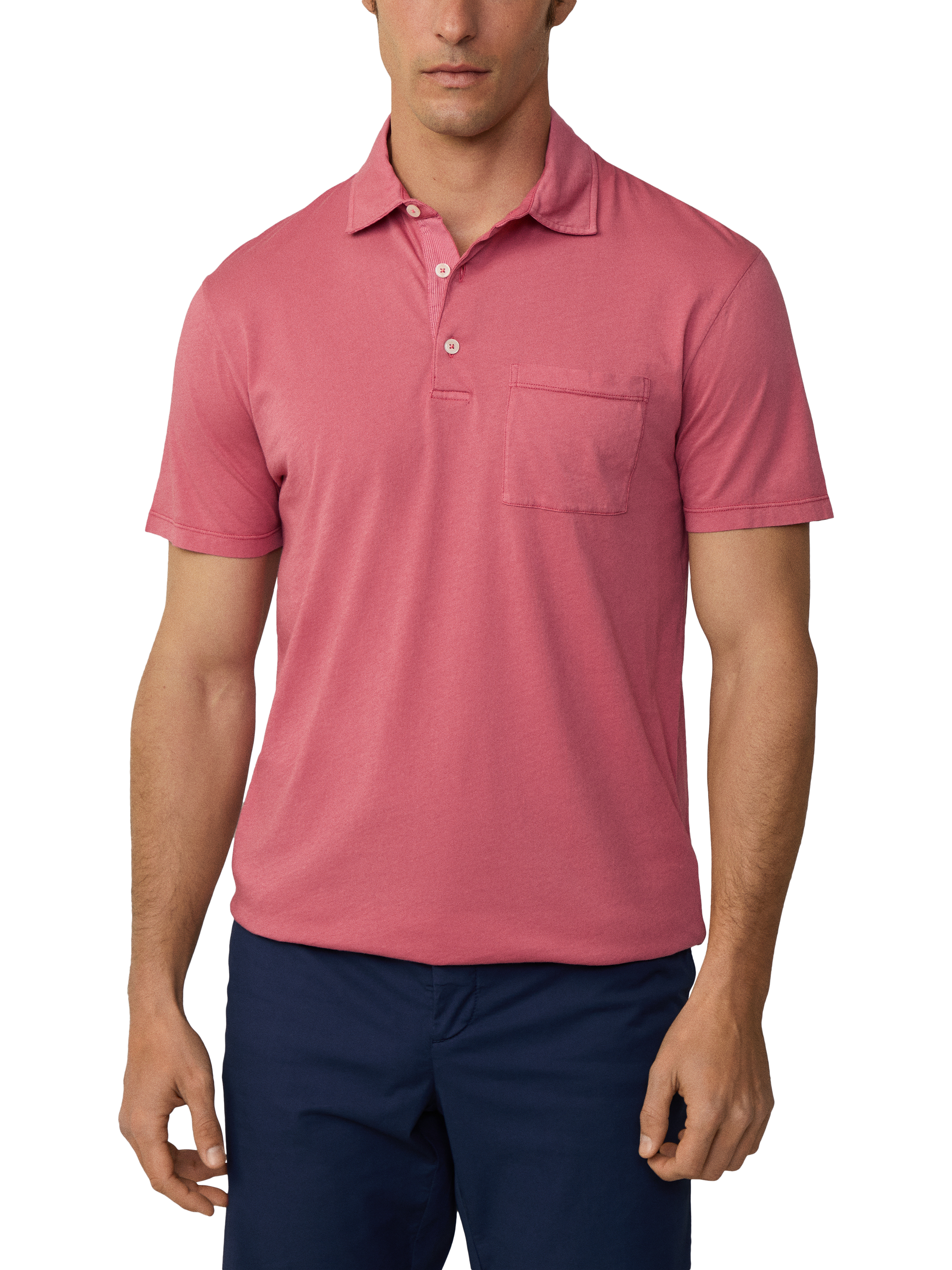 Product image 1 of 6, which shows Hackett London Cotton Classic Fit Short Sleeve Polo Shirt, Old Rose Pink, XS