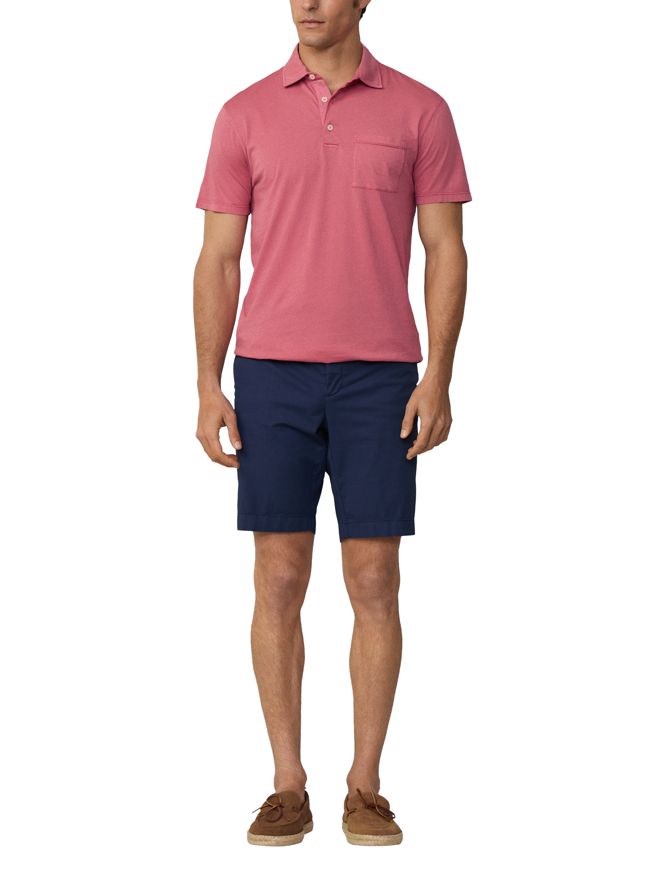 Product image 2 of 6, which shows Hackett London Cotton Classic Fit Short Sleeve Polo Shirt, Old Rose Pink, XS