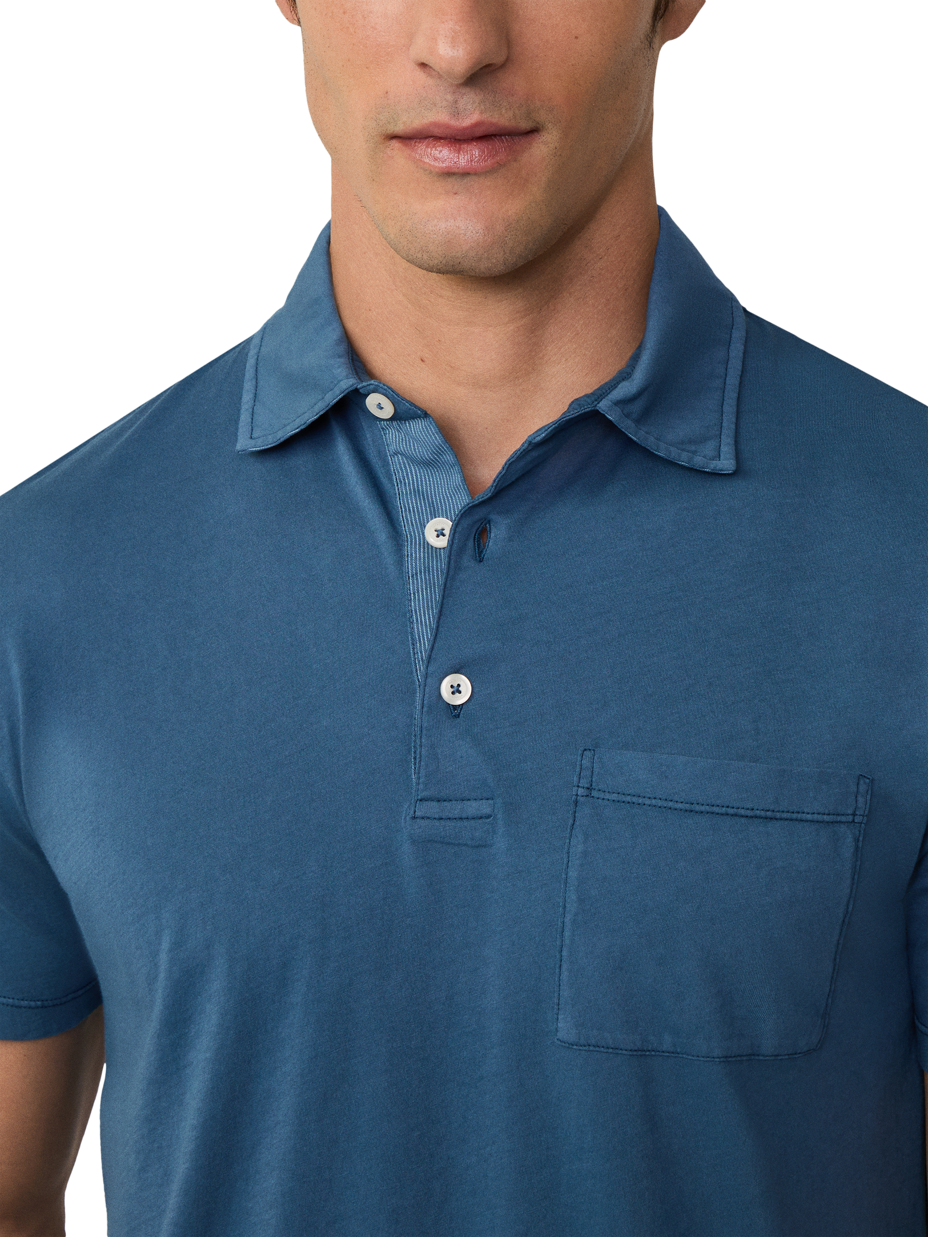Product image 4 of 6, which shows Hackett London Cotton Regular Fit Tonal Embroidery Polo Shirt, Dark Denim Blue, XXL