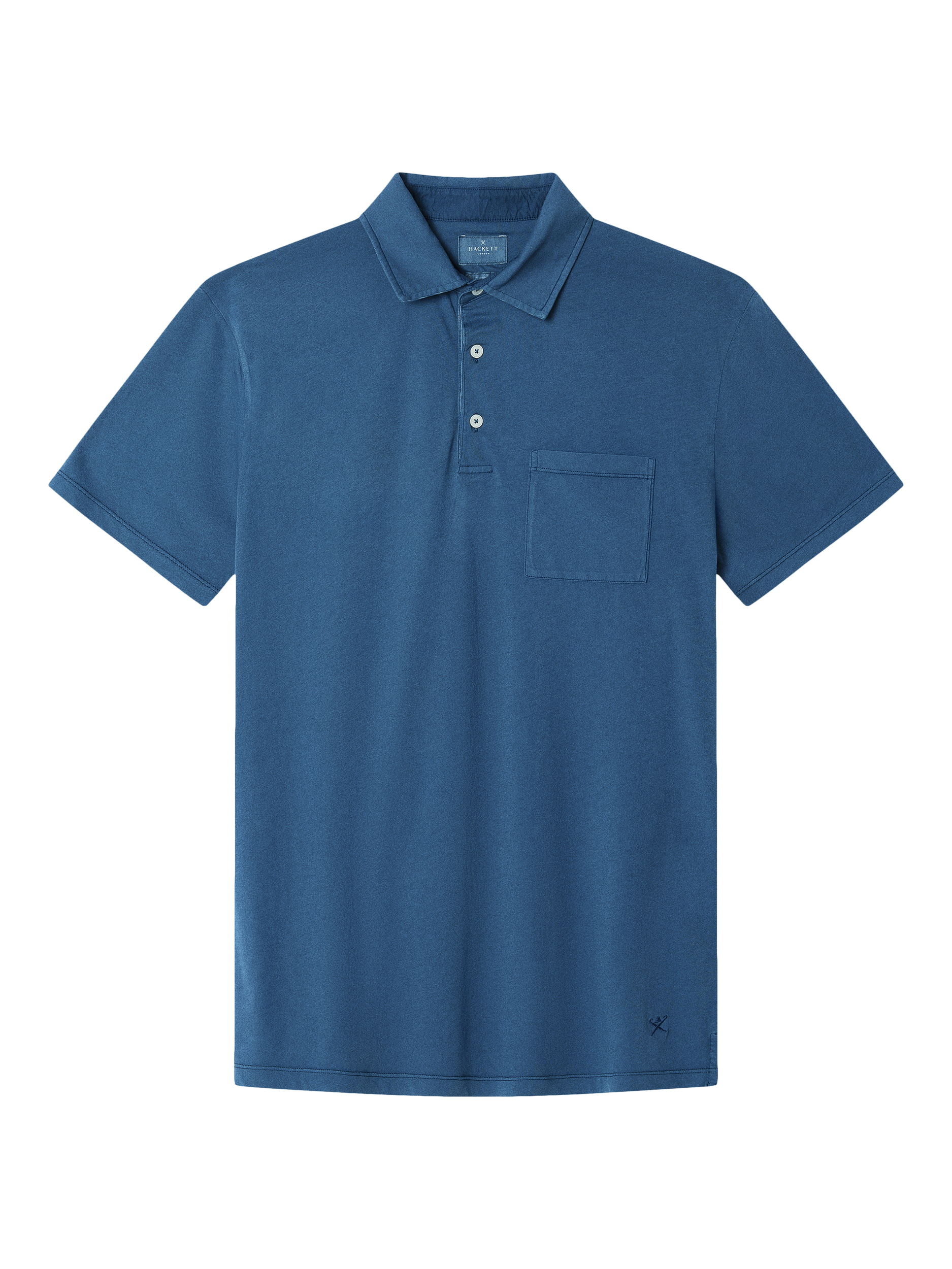 Product image 5 of 6, which shows Hackett London Cotton Regular Fit Tonal Embroidery Polo Shirt, Dark Denim Blue, XXL