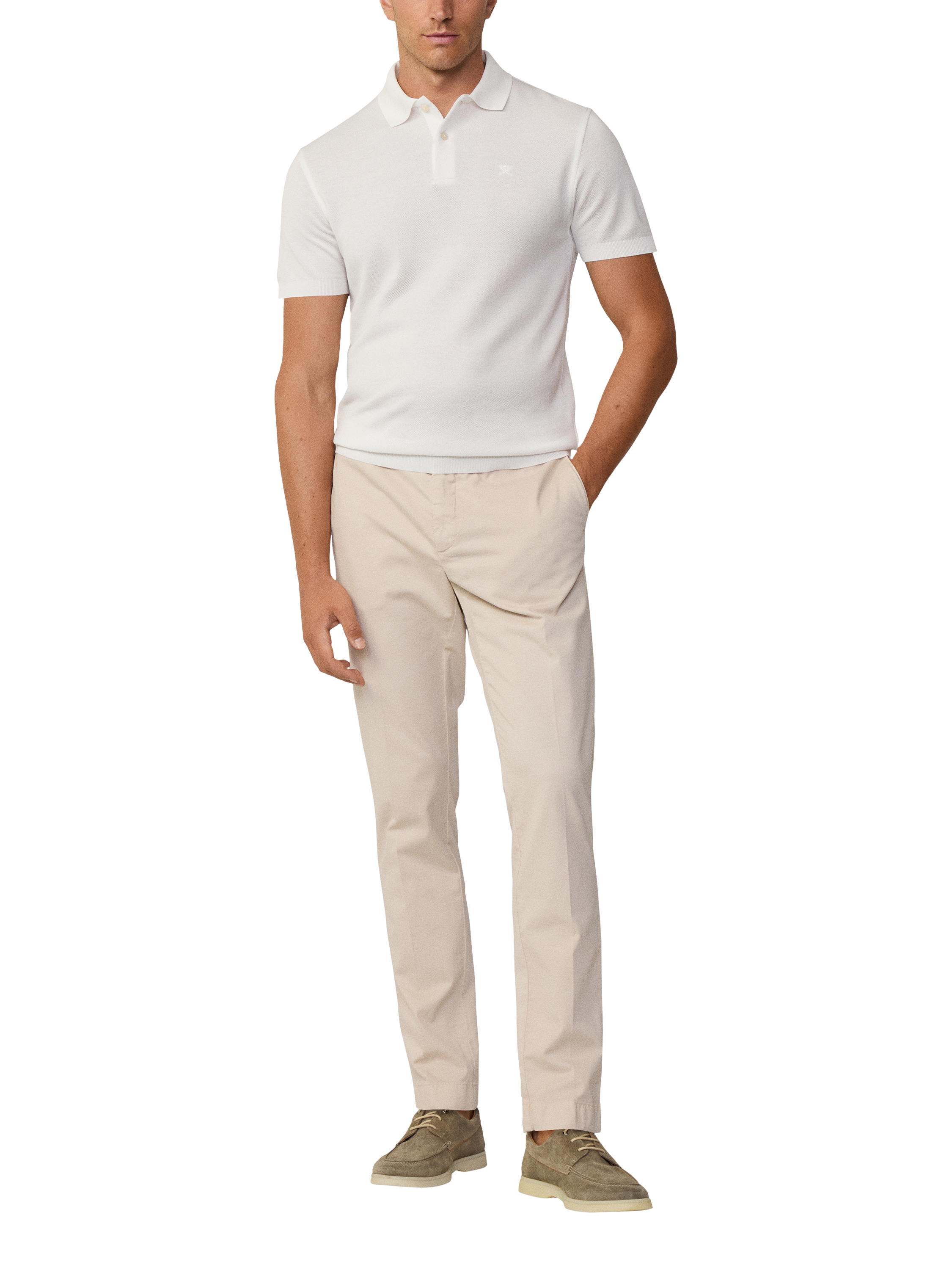 Product image 1 of 6, which shows Hackett London Cotton Pique Polo Shirt, Optic White, XS