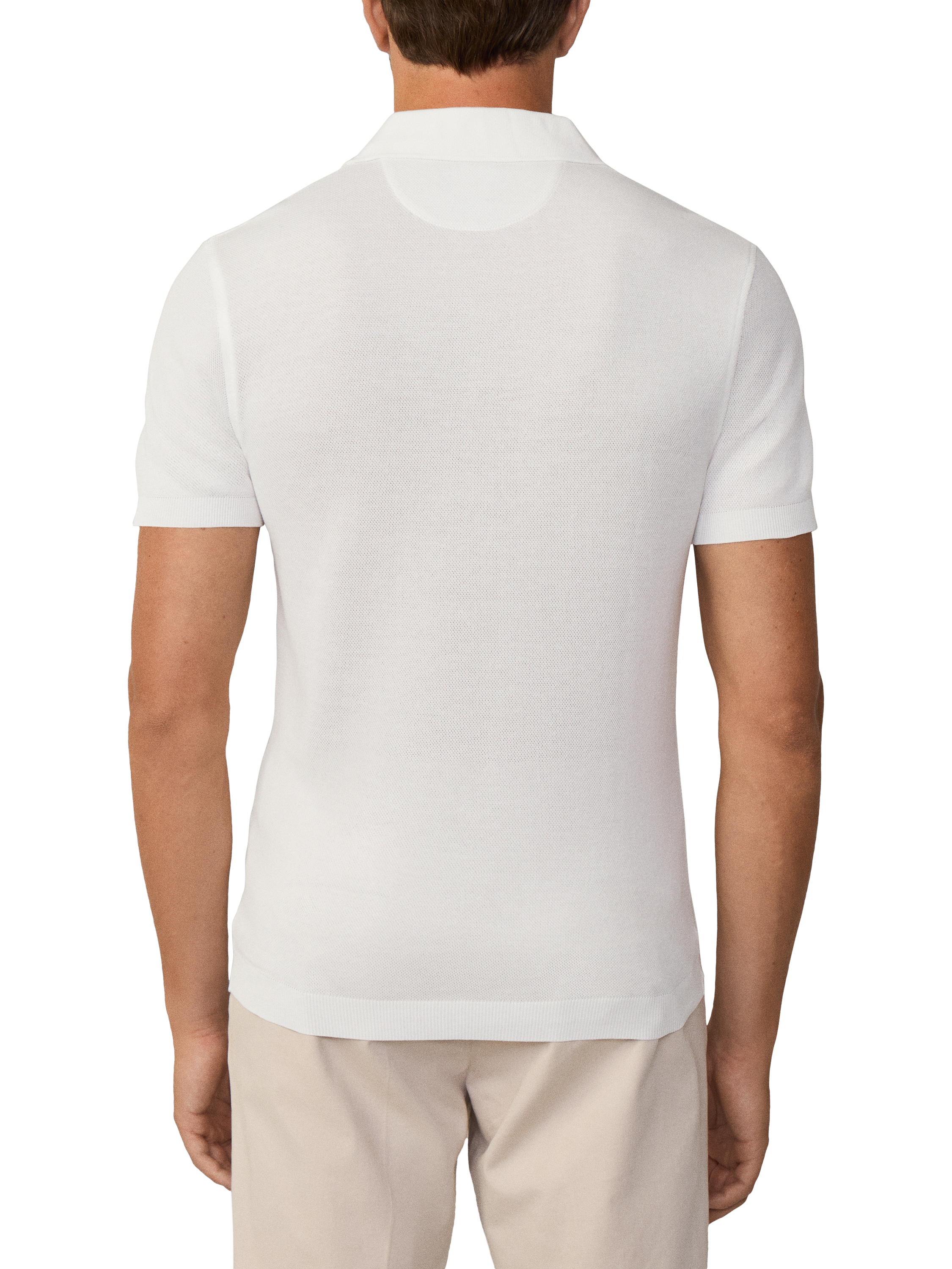 Product image 3 of 6, which shows Hackett London Cotton Pique Polo Shirt, Optic White, XS