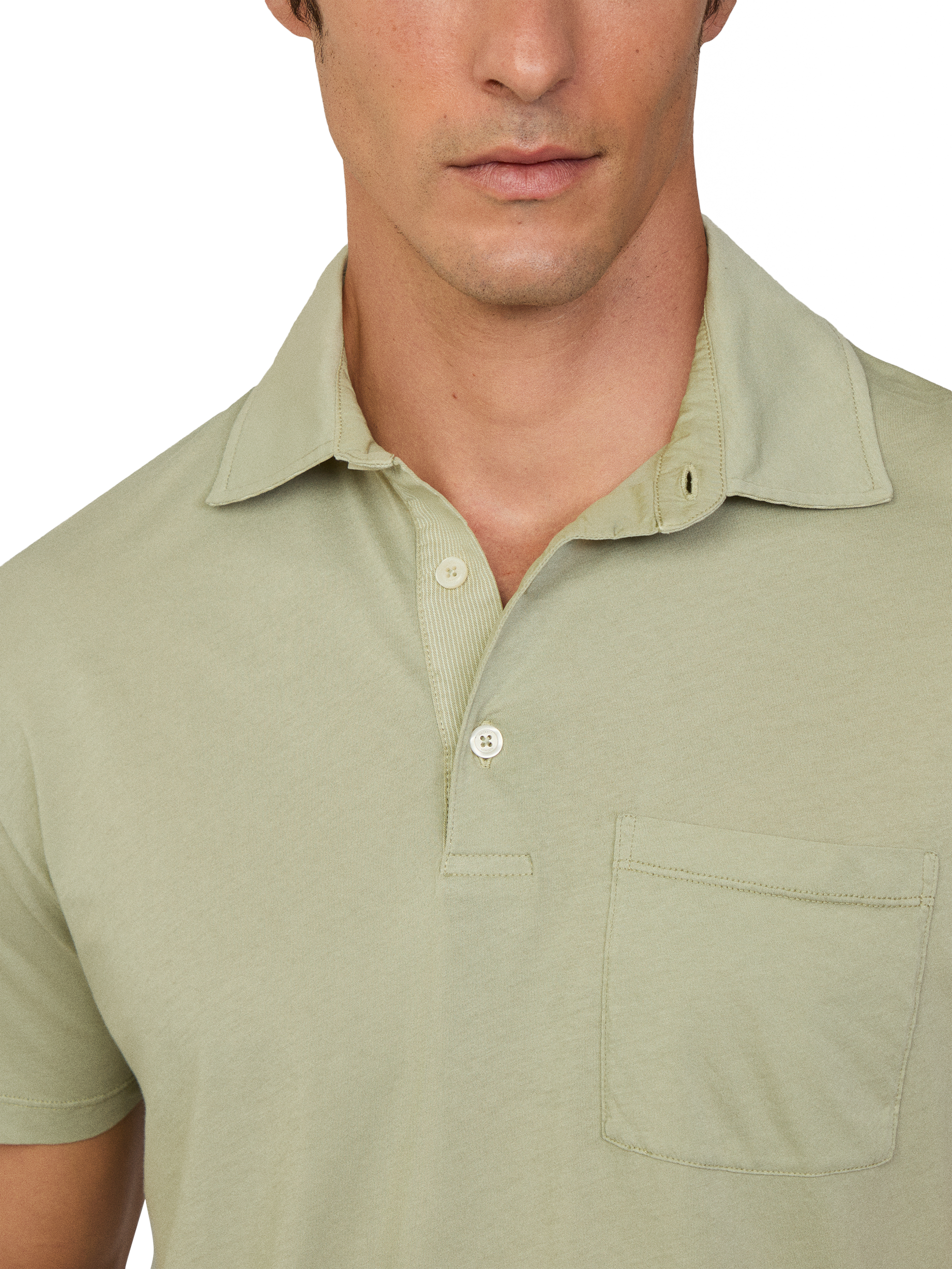 Product image 4 of 6, which shows Hackett London Cotton Regular Fit Tonal Embroidery Polo Shirt, Sage Green, XS
