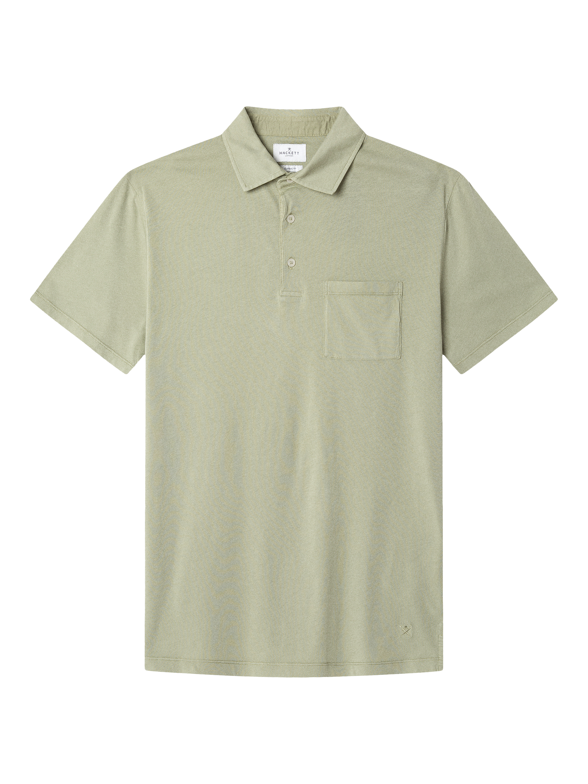 Product image 5 of 6, which shows Hackett London Cotton Regular Fit Tonal Embroidery Polo Shirt, Sage Green, XS