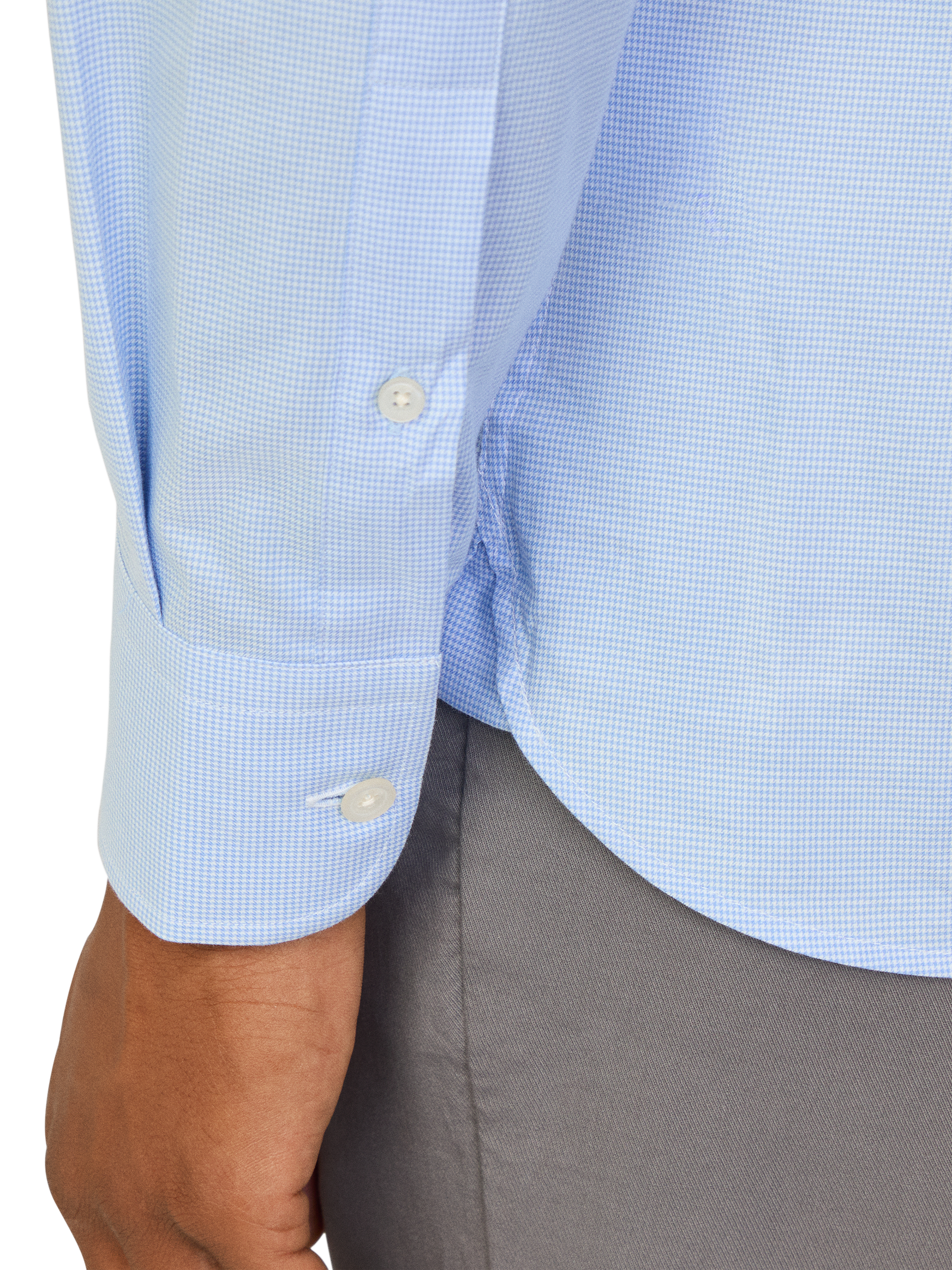 Product image 5 of 7, which shows Hackett London Cotton Tailored Fit Dogtooth Shirt, Sky Blue, XS
