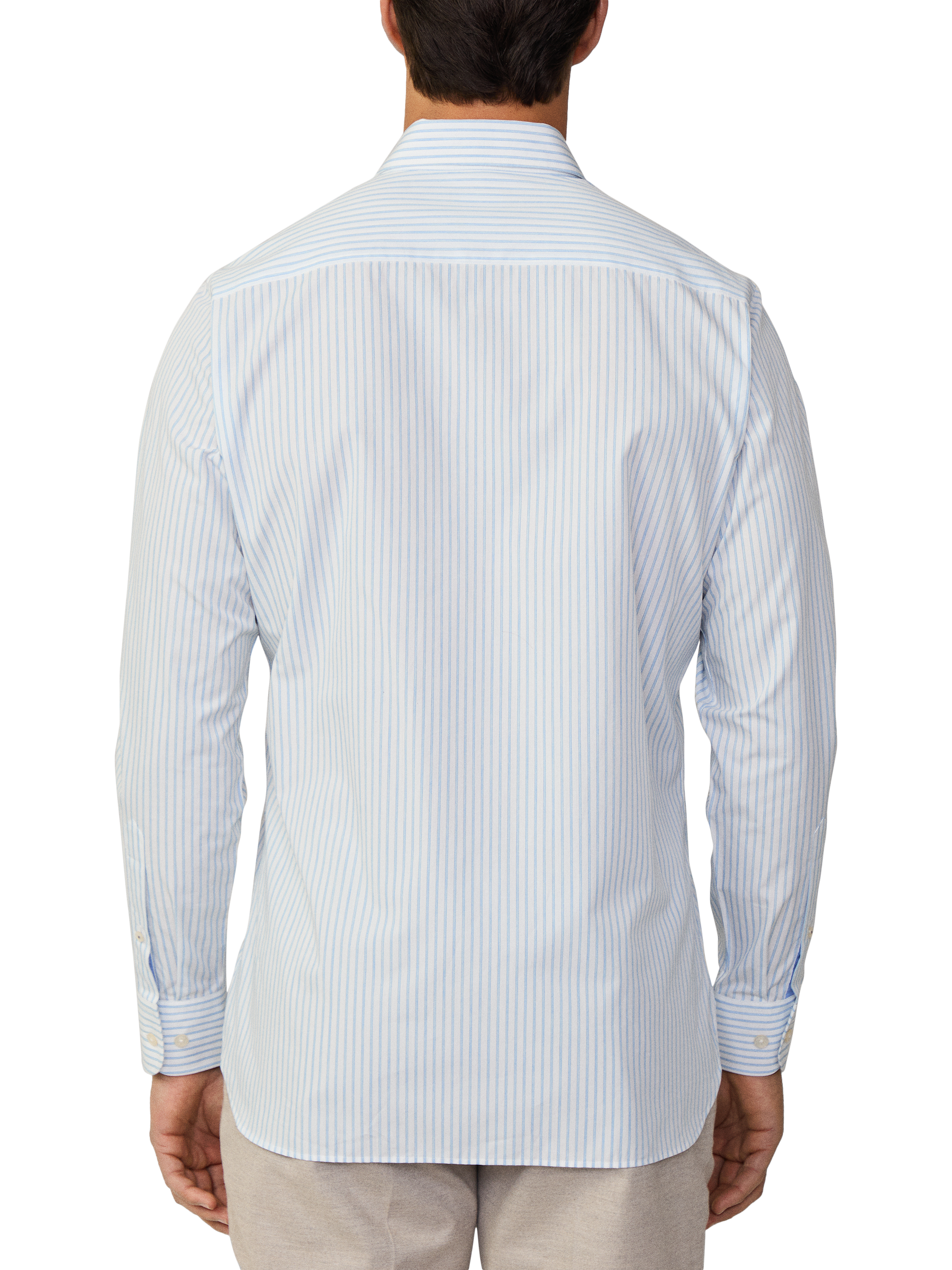 Product image 3 of 7, which shows Hackett London Cotton Regular Fit Stripe Shirt, Sky Blue, XS
