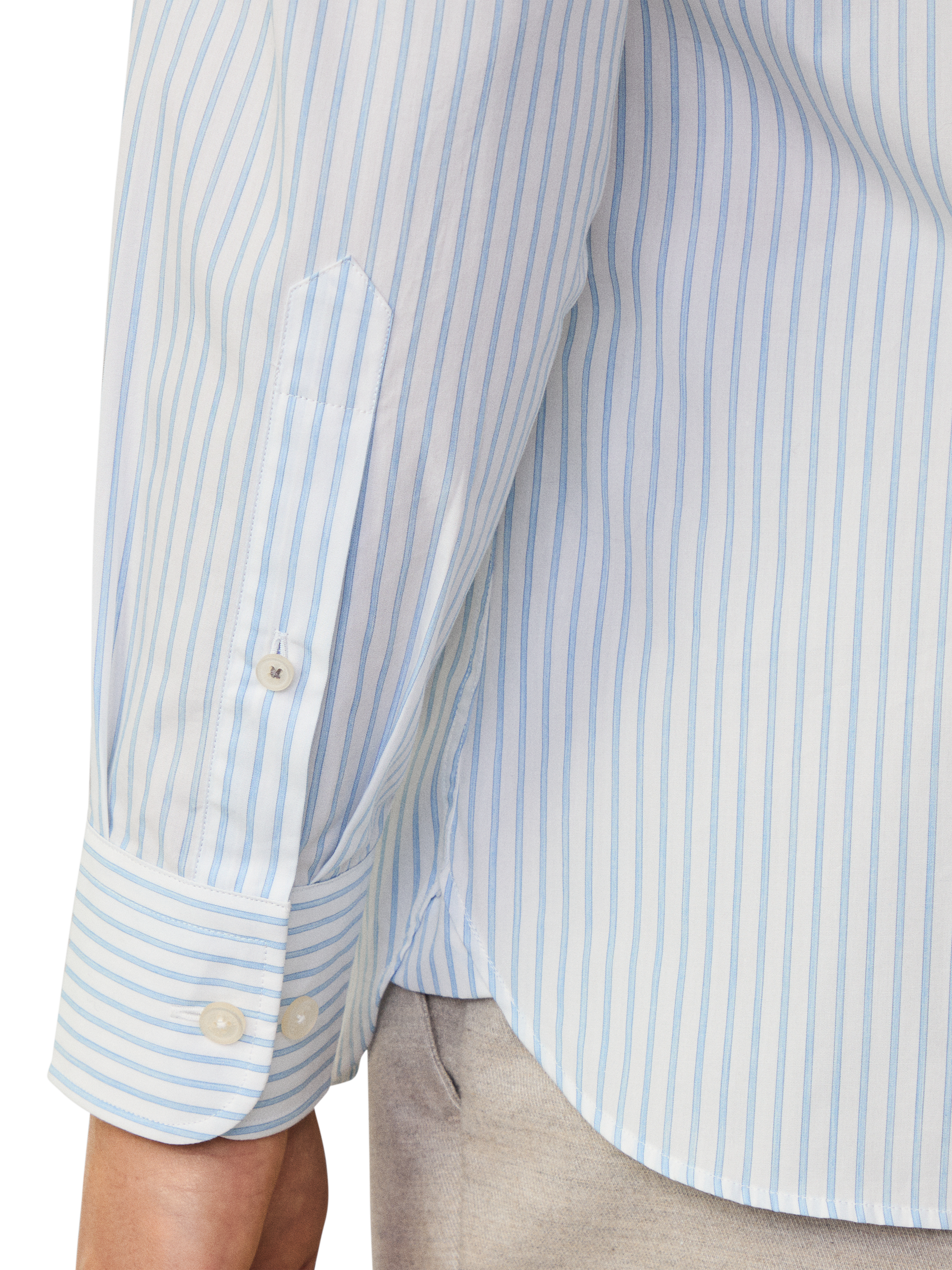 Product image 5 of 7, which shows Hackett London Cotton Regular Fit Stripe Shirt, Sky Blue, XS