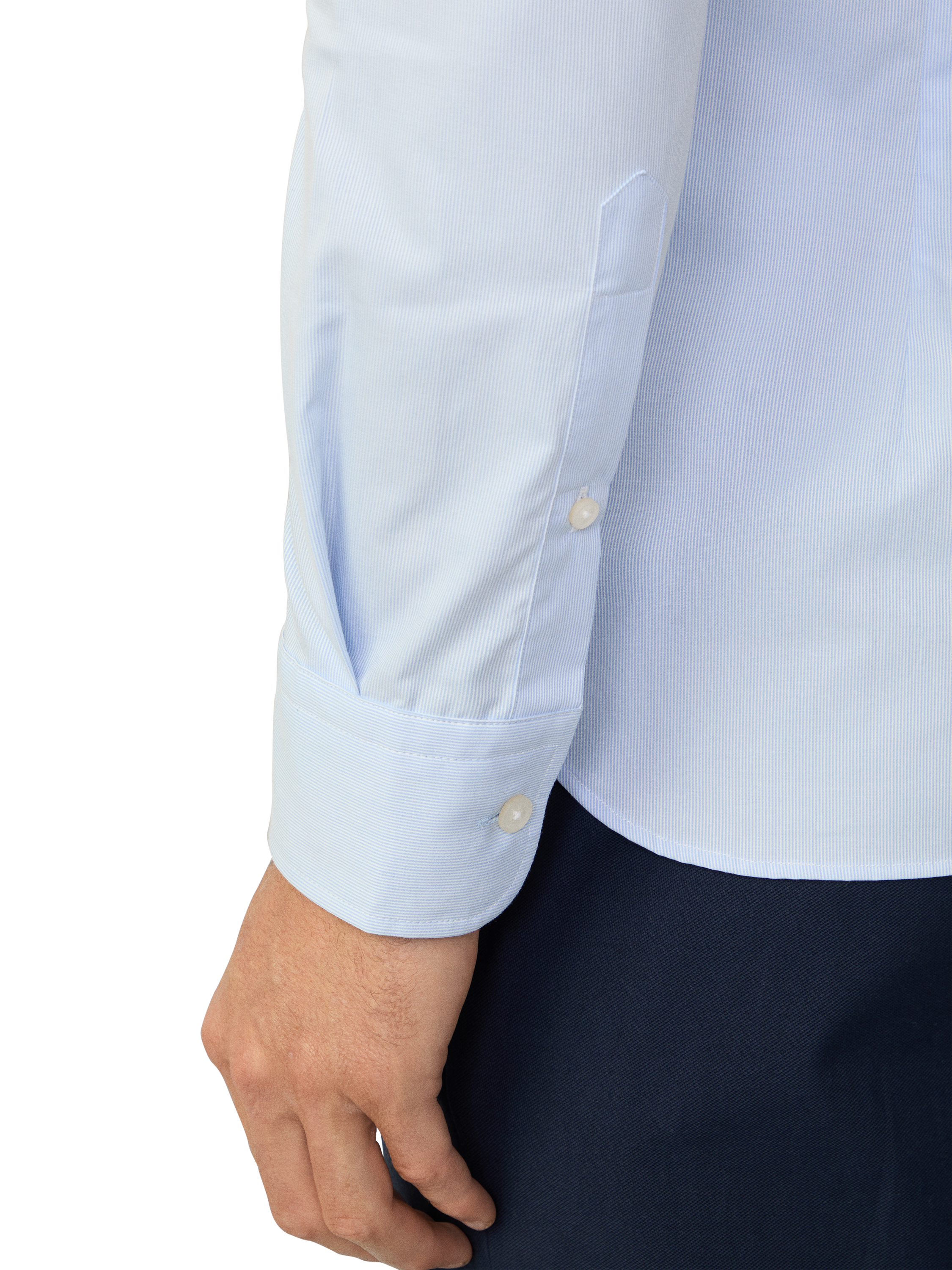 Product image 4 of 7, which shows Hackett London Cotton Tailored Fit Kent Cutaway Collar Shirt, Sky Blue, XXL