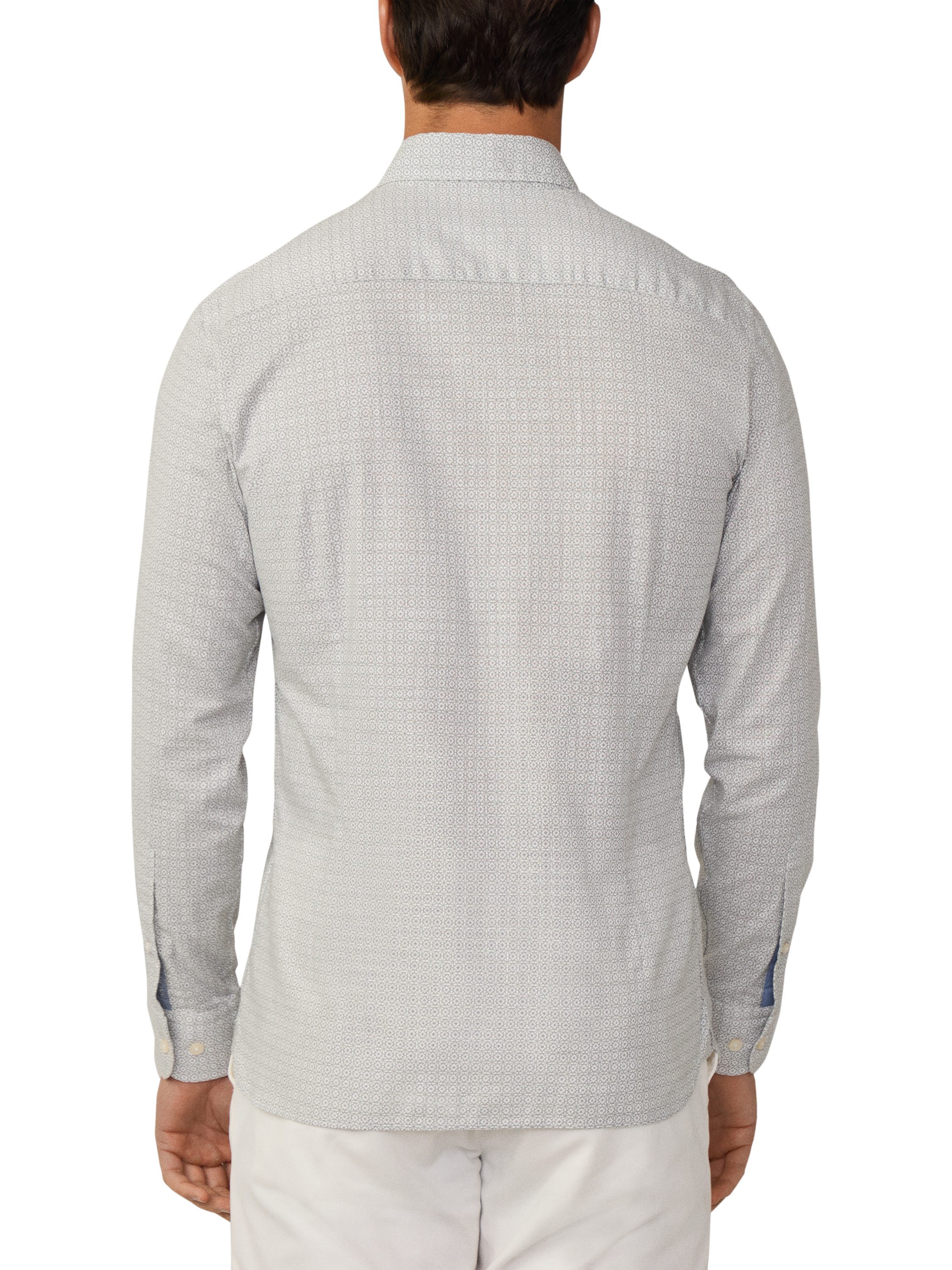 Product image 3 of 7, which shows Hackett London Cotton Geometric Print Tailored Fit Shirt, Sage Green, XXL