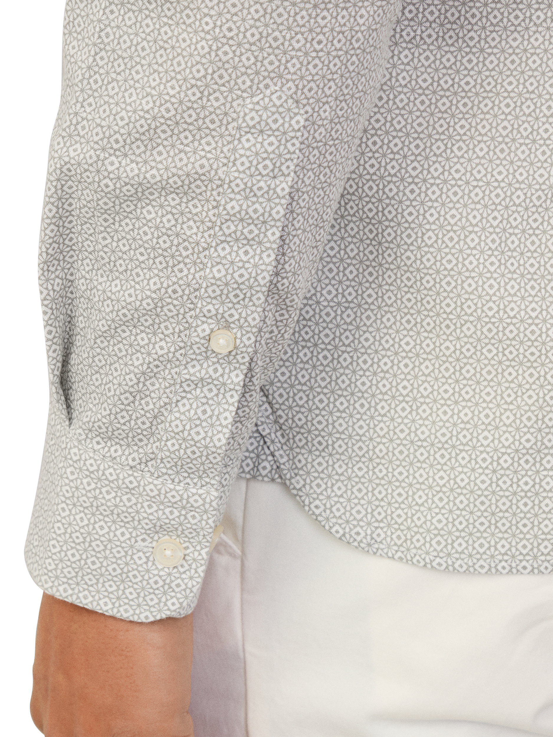 Product image 5 of 7, which shows Hackett London Cotton Geometric Print Tailored Fit Shirt, Sage Green, XXL