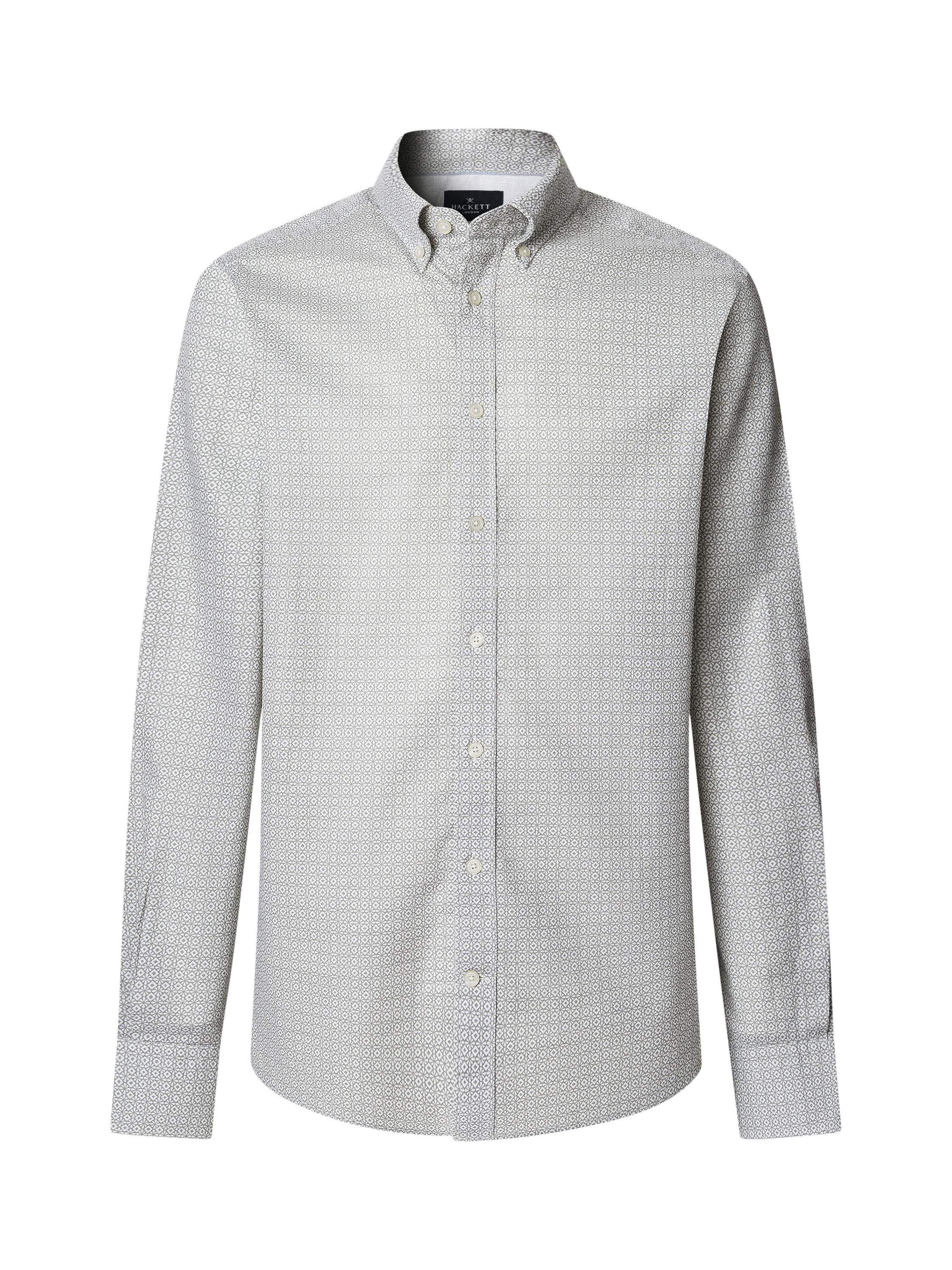 Product image 6 of 7, which shows Hackett London Cotton Geometric Print Tailored Fit Shirt, Sage Green, XXL