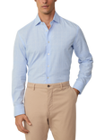 Hackett London Linen Blend Tailored Fit Check Shirt, Sky Blue