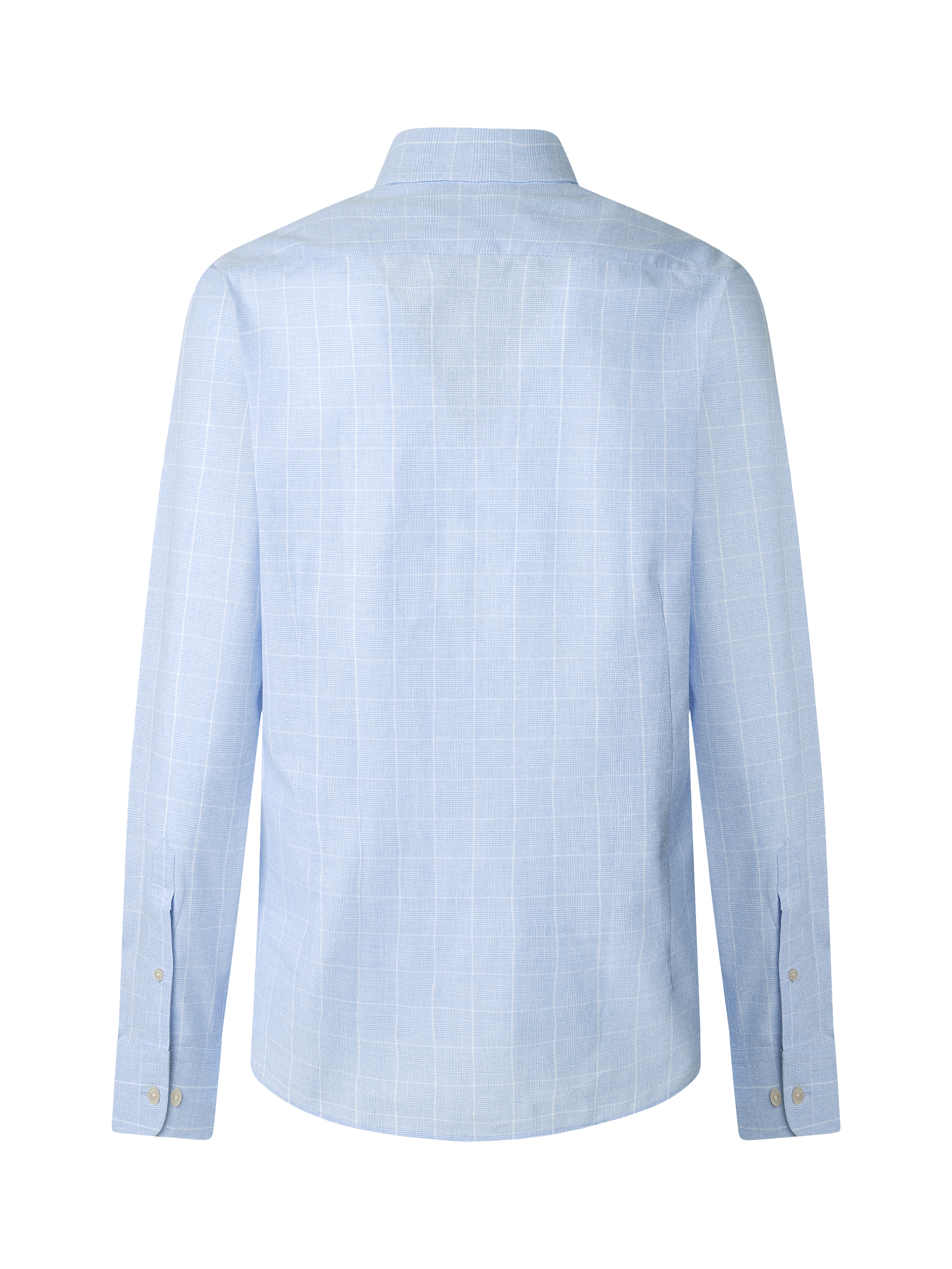 Product image 7 of 7, which shows Hackett London Linen Blend Tailored Fit Check Shirt, Sky Blue, XXL