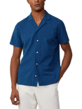 Hackett London Cotton Classic Fit Salcombe Collar Seersucker Shirt, Indigo Blue, Indigo Blue