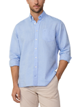 Hackett London Regular Fit Linen Cotton Blend Shirt, Spa Blue