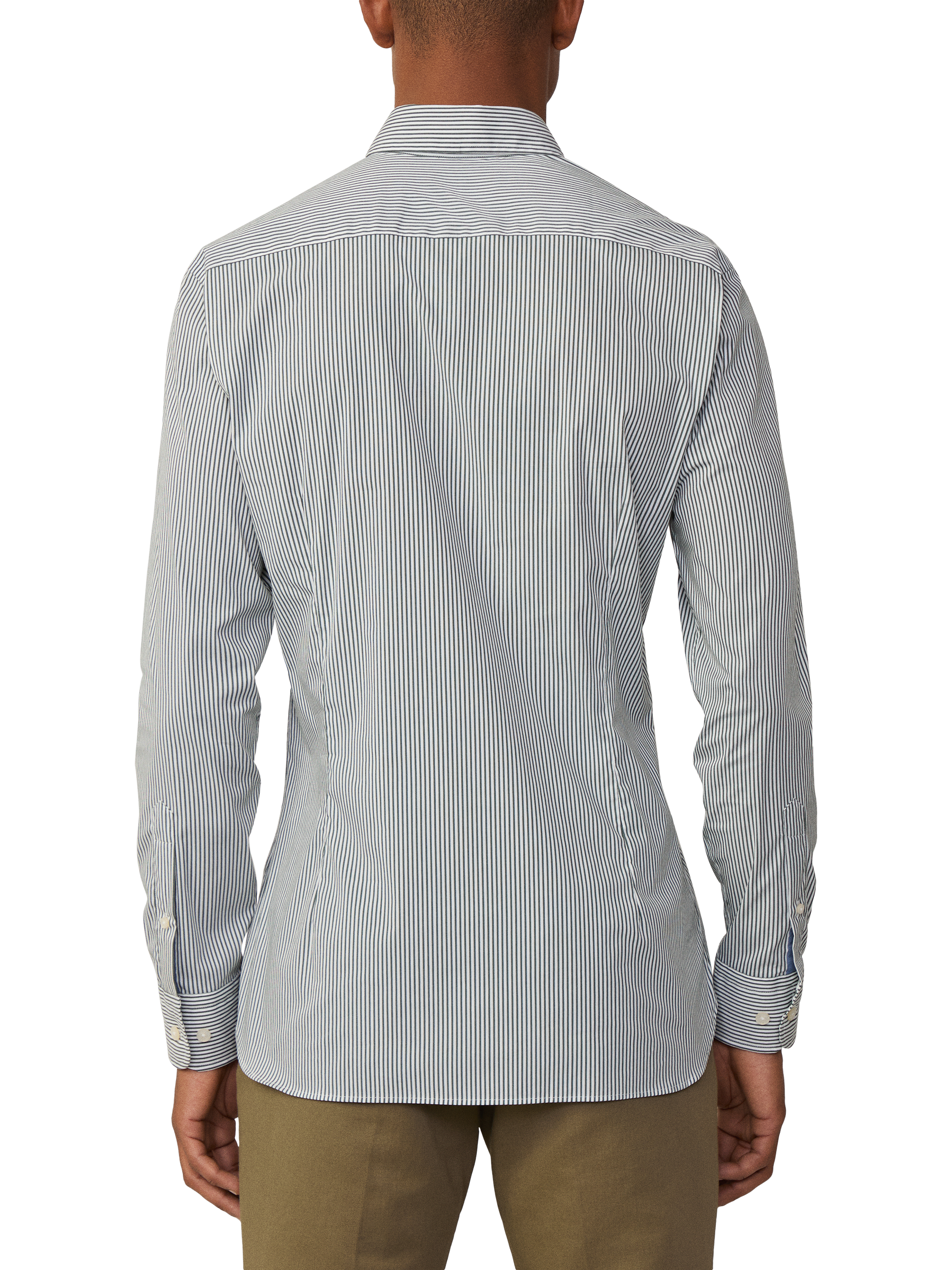 Product image 4 of 6, which shows Hackett London Cotton Blend Tailored Fit Stripe Shirt, Dark Green, XXL