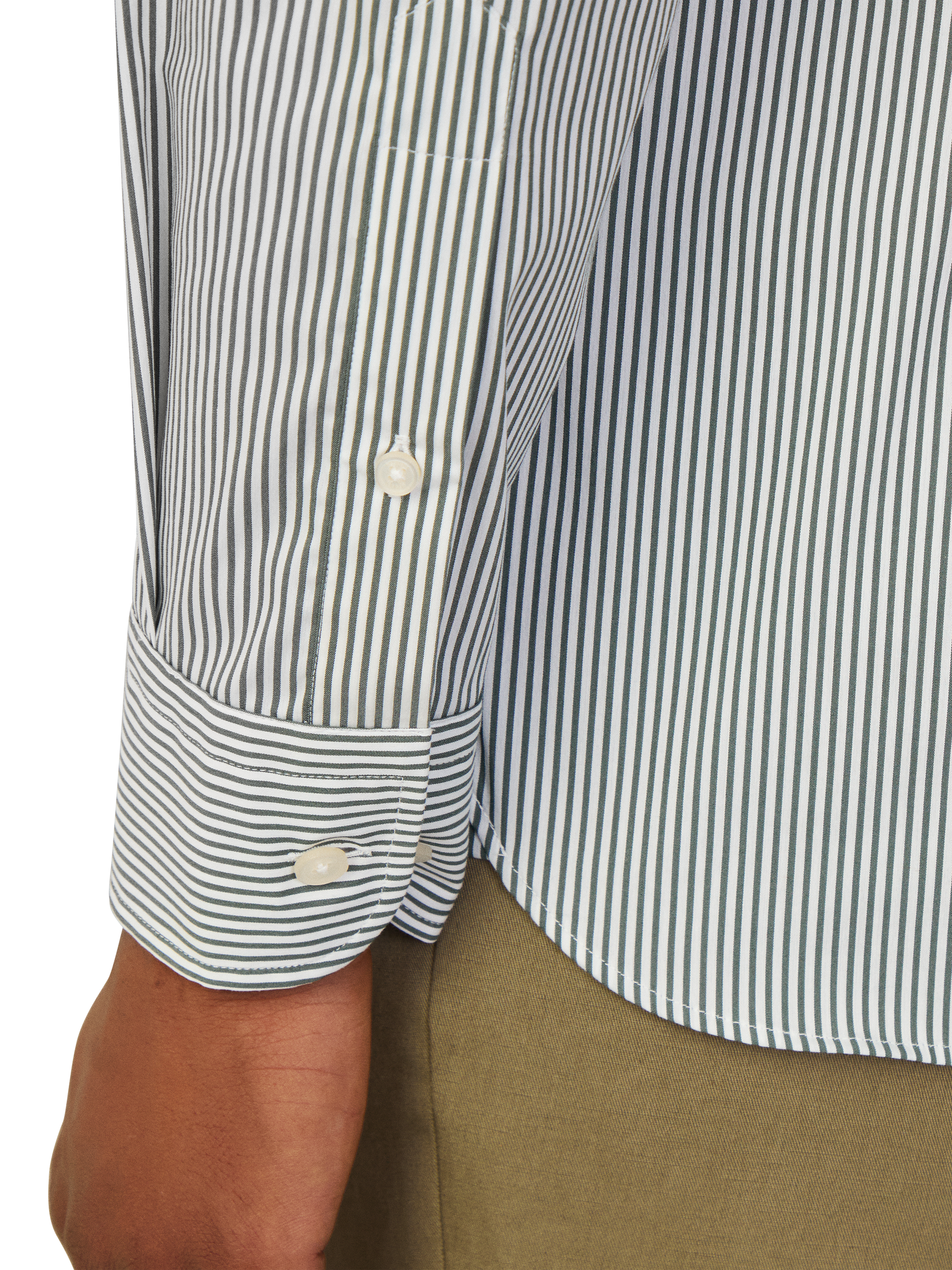 Product image 5 of 6, which shows Hackett London Cotton Blend Tailored Fit Stripe Shirt, Dark Green, XXL