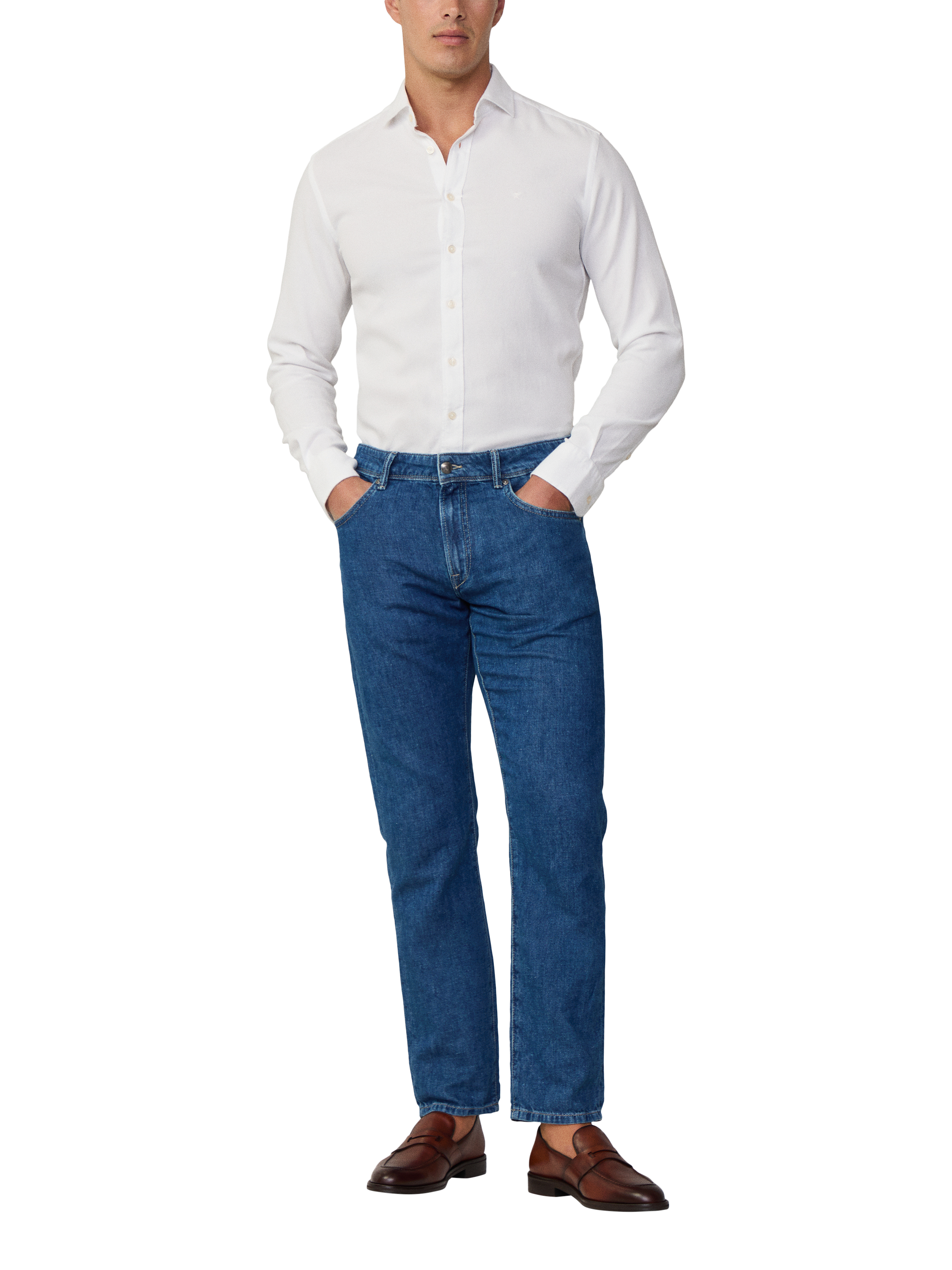 Product image 1 of 7, which shows Hackett London Tailored Fit Cotton Blend Shirt, Optic White, XXL