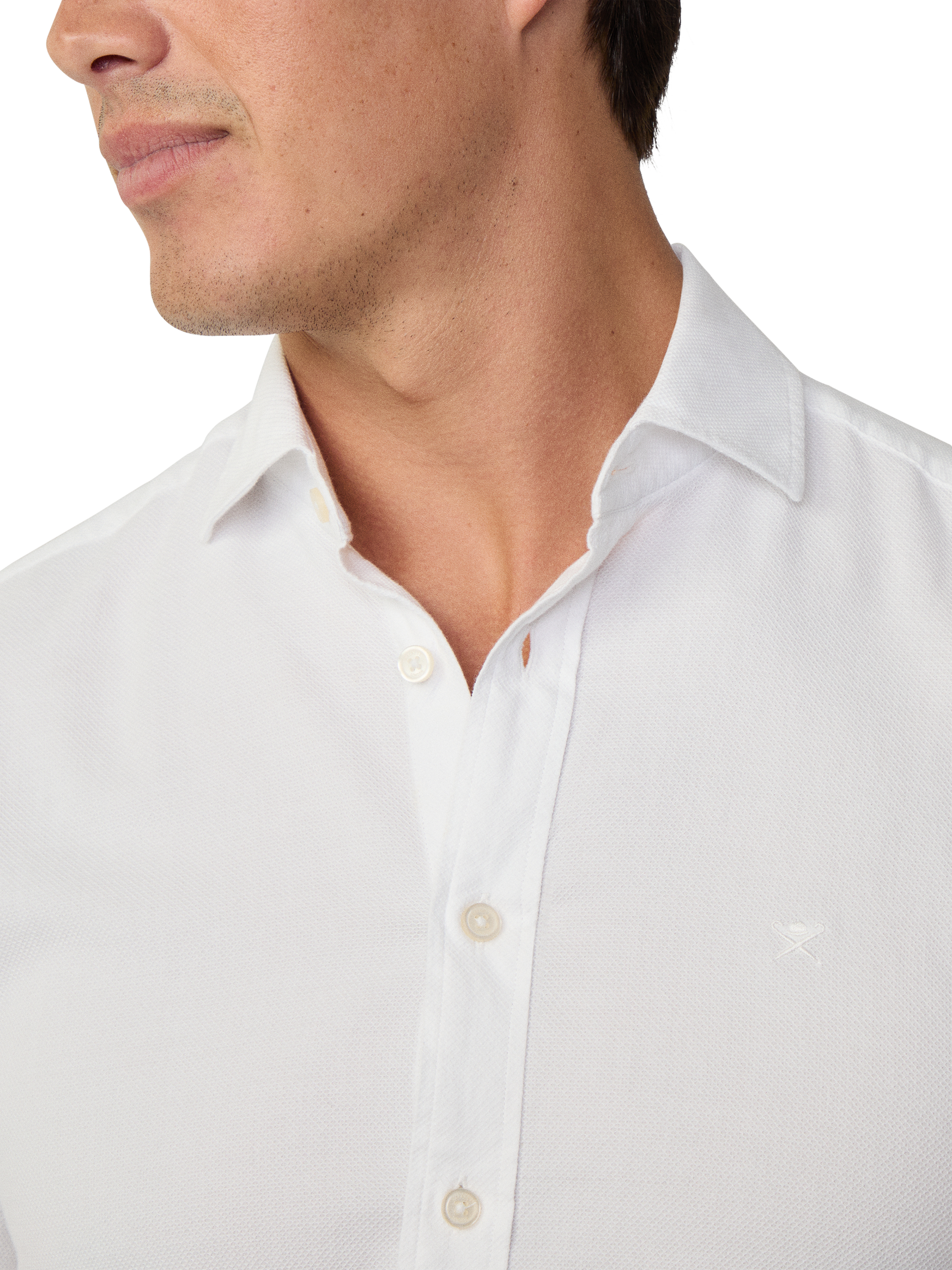 Product image 4 of 7, which shows Hackett London Tailored Fit Cotton Blend Shirt, Optic White, XXL