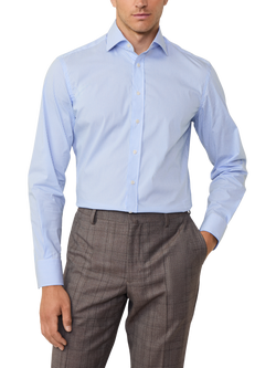 Hackett London Cotton Tailored Fit Bengal Stripe Shirt, White/Sky - view 2, White/Sky