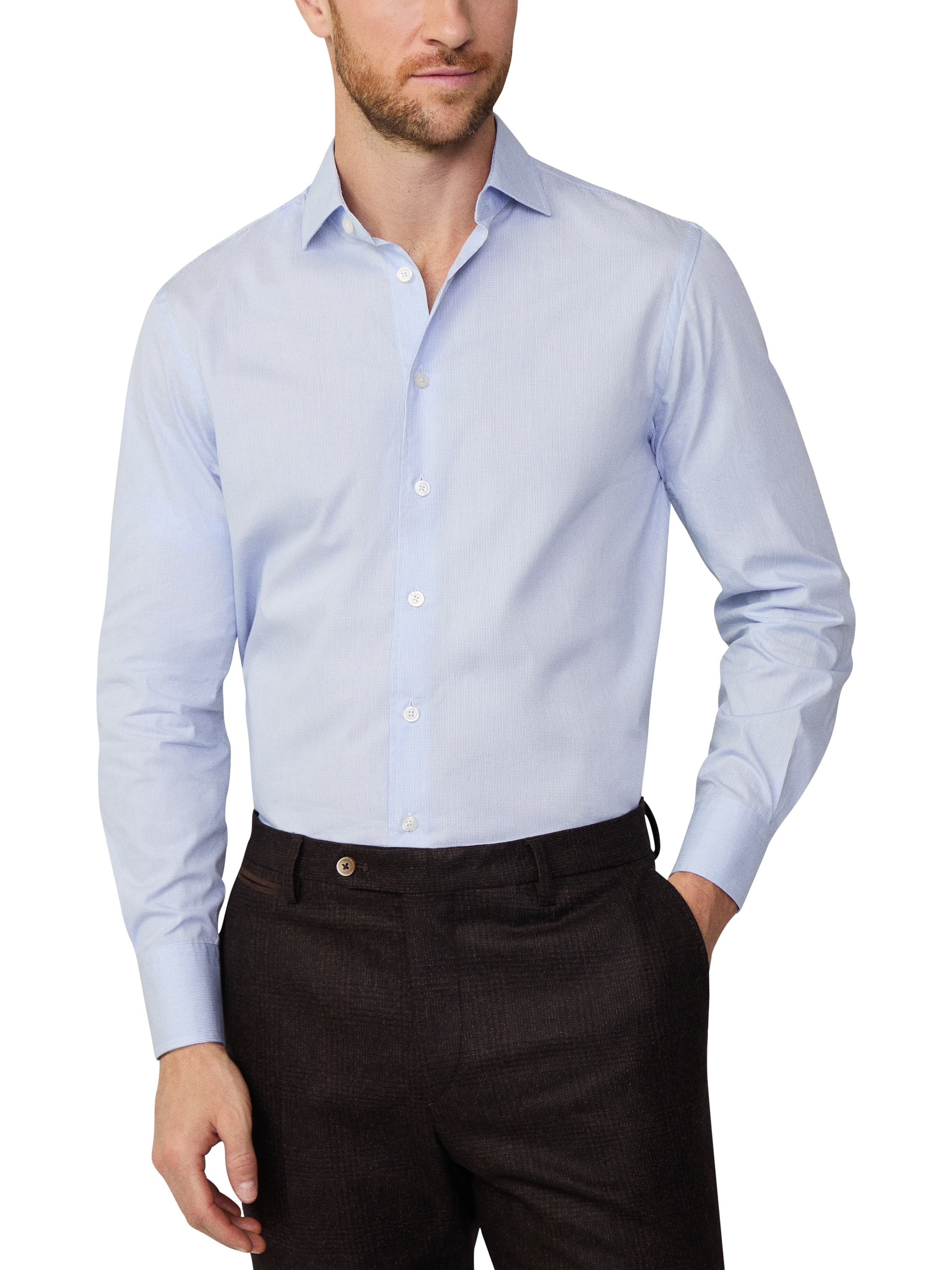 Product image 2 of 7, which shows Hackett London Classic Fit Cotton Shirt, Blue/White, XXXL