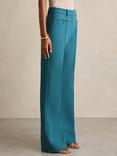 Reiss Petite Abbey Mid Rise Flared Trousers, Teal