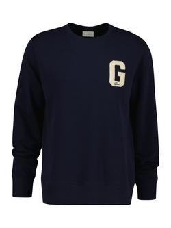 GANT G Badge Cotton Blend Jumper, Evening Blue