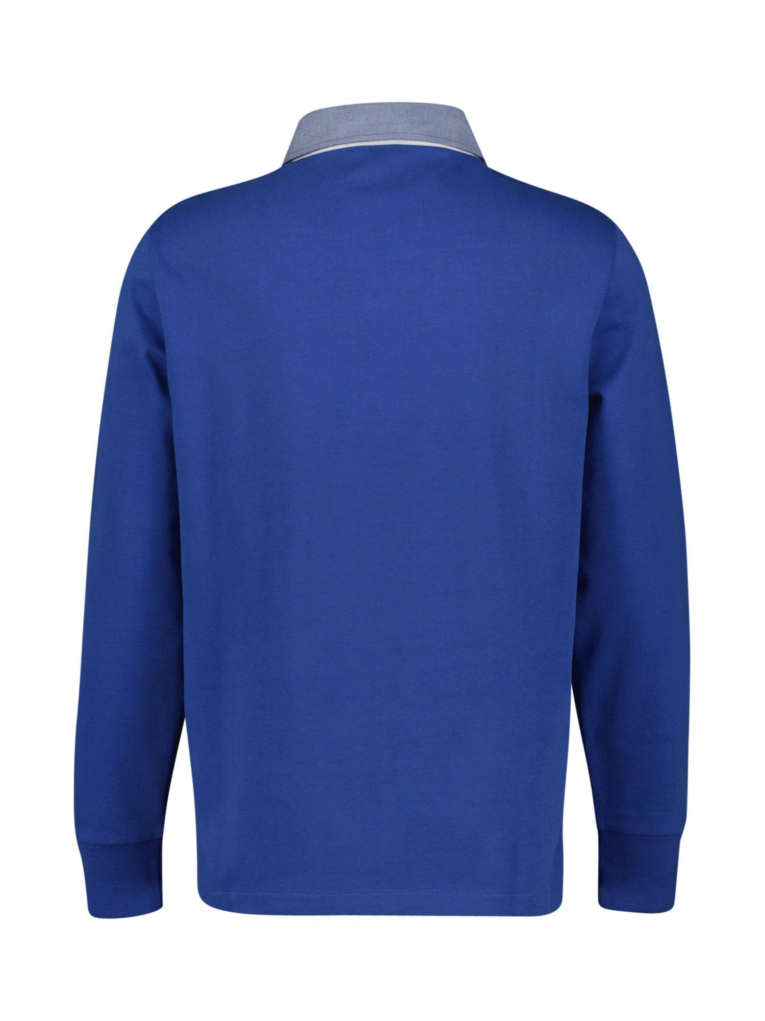 Product image 2 of 2, which shows GANT Cotton Regular Fit Long Sleeve Heavy Rugby Shirt, Rich Blue, S