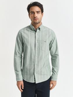 GANT Stripe Cotton Oxford Shirt - view 2, Forest Green