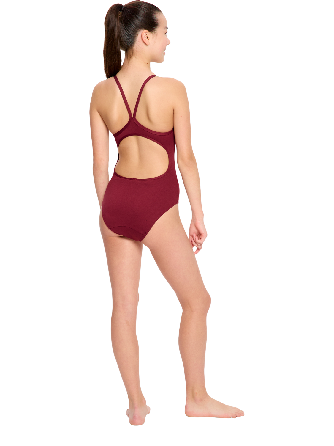 Product image 4 of 6, which shows Modibodi Teen Performance Period Swimsuit, Light Absorbency, Maroon, 8-10 years