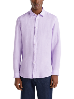 Benetton Regular Fit Linen Shirt, Lilac, Lilac
