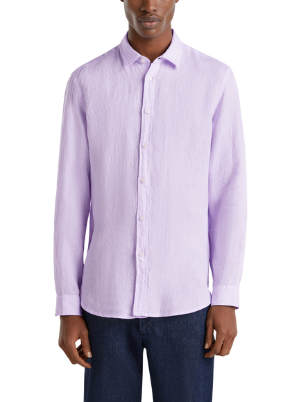 Benetton Regular Fit Linen Shirt, Lilac, Lilac