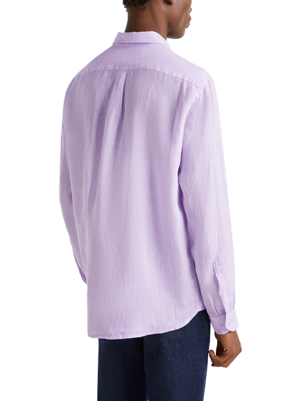 Benetton Regular Fit Linen Shirt, Lilac - view 2, Lilac
