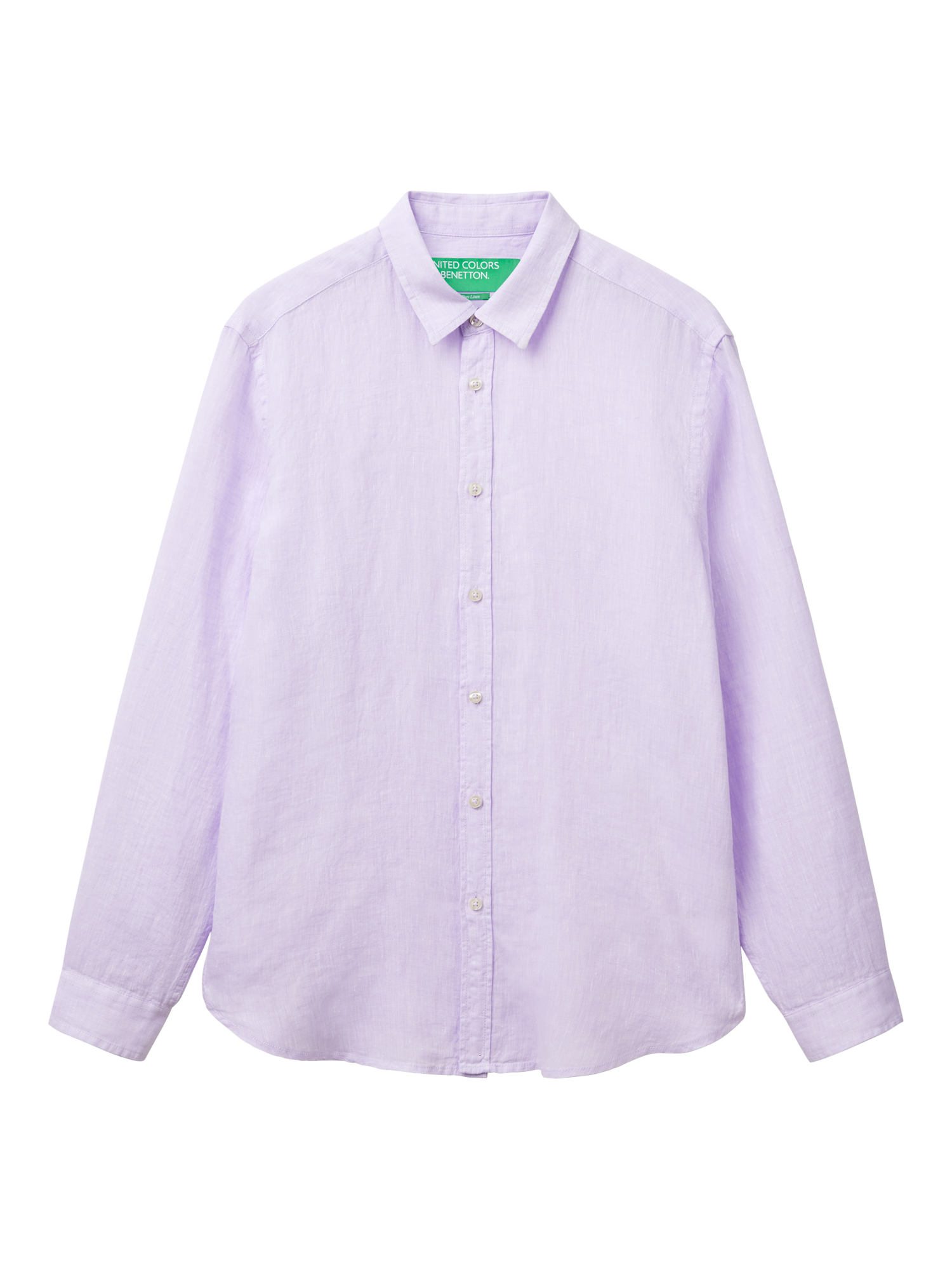 Product image 3 of 4, which shows Benetton Regular Fit Linen Shirt, Lilac, S