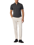 Hackett London Cotton Zip-Up Polo Shirt, Granite Grey