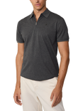 Hackett London Cotton Zip-Up Polo Shirt, Granite Grey