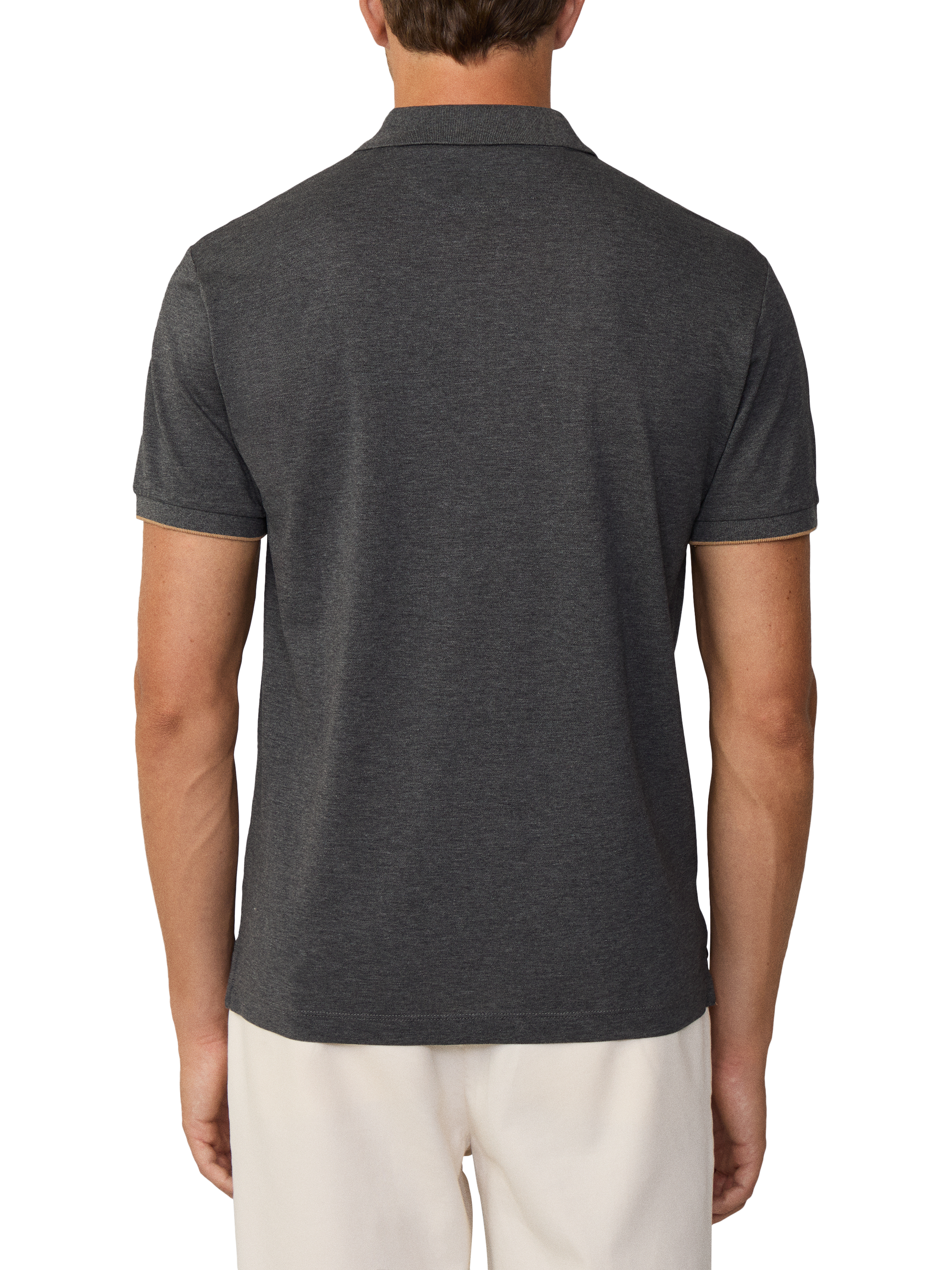 Product image 3 of 6, which shows Hackett London Cotton Zip-Up Polo Shirt, Granite Grey, L