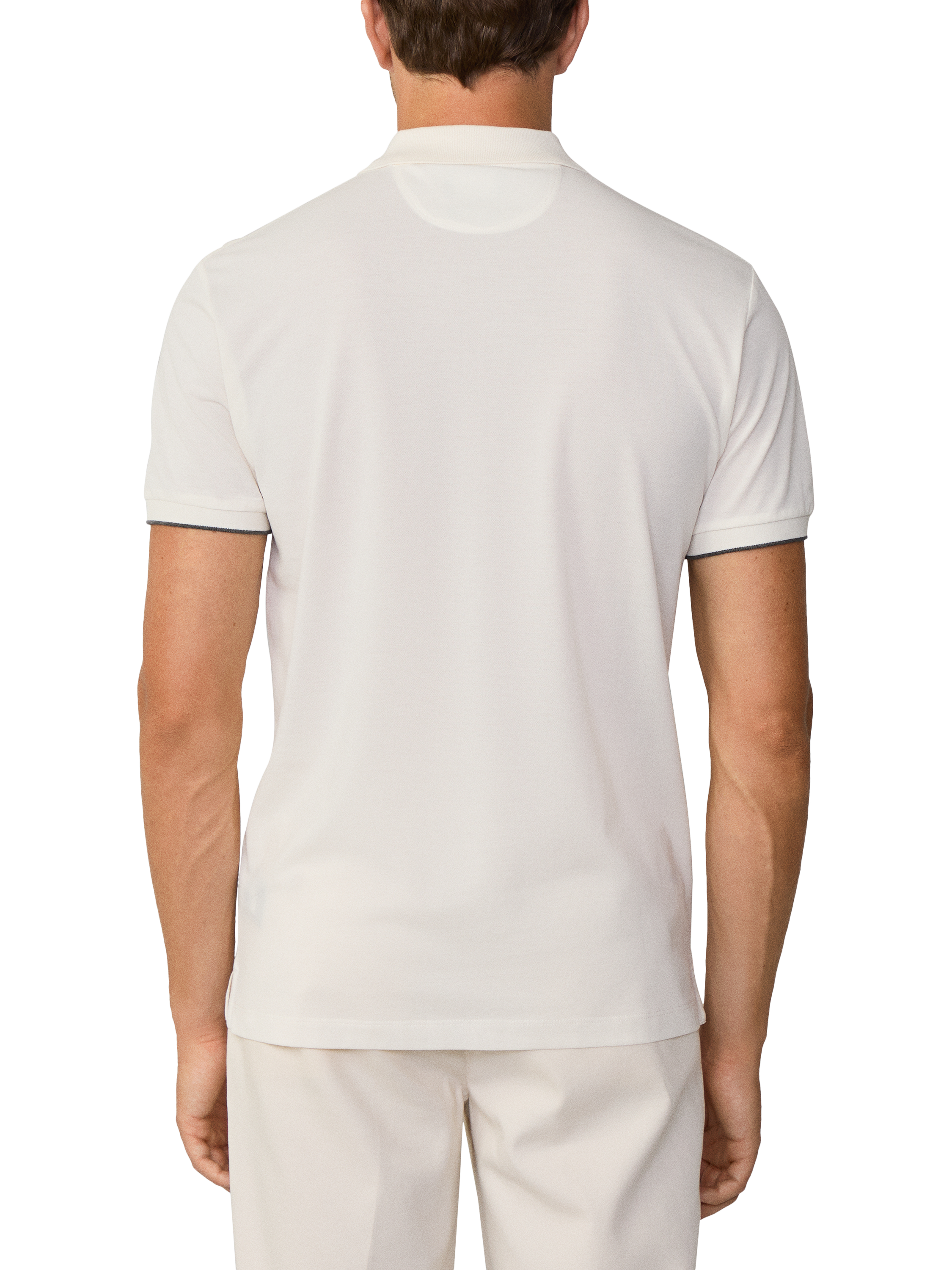 Product image 3 of 6, which shows Hackett London Cotton Regular Fit Short Sleeve Polo Shirt, Off White, L