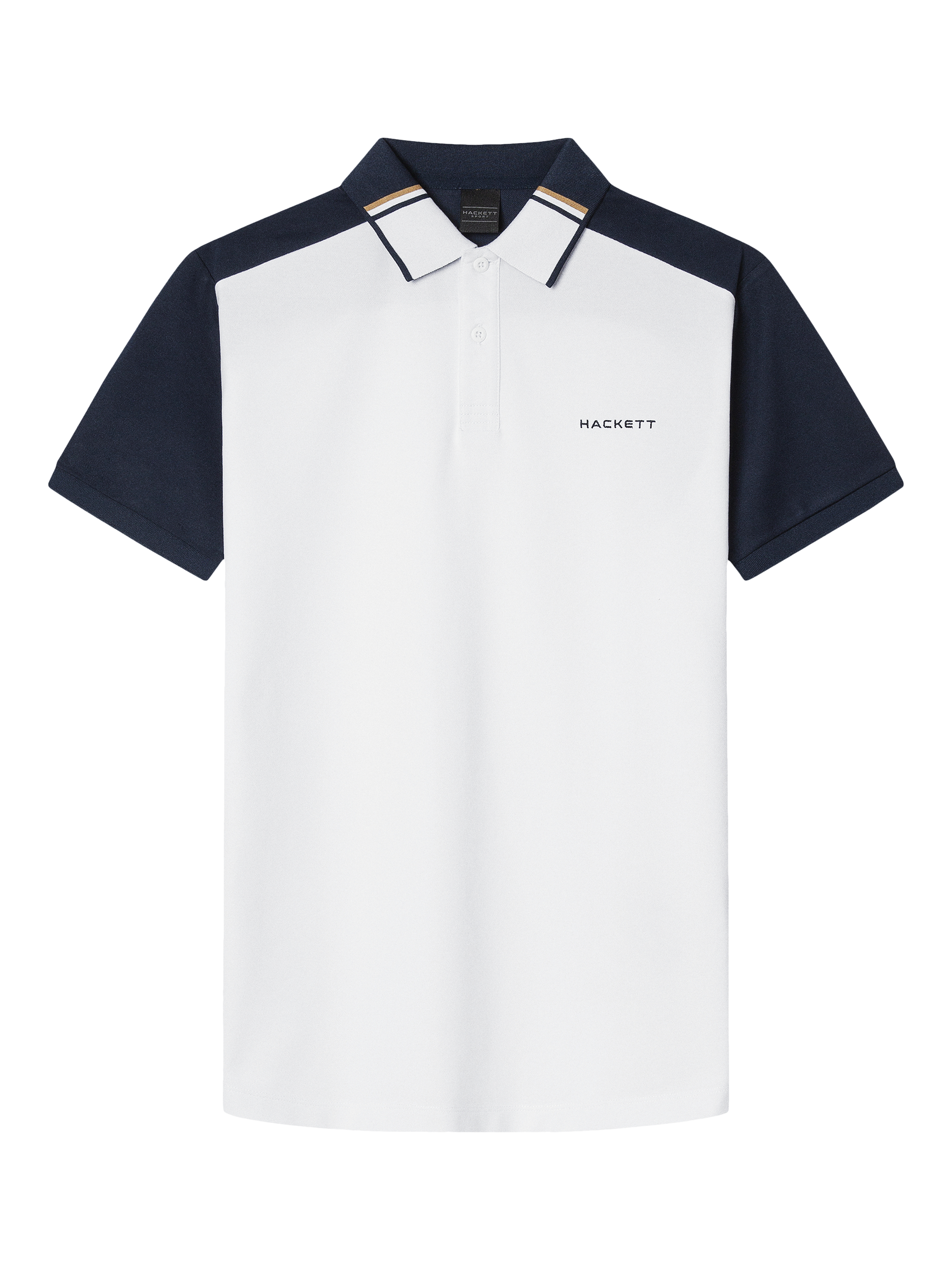 Product image 5 of 6, which shows Hackett London Cotton Blend Regular Fit Sports Polo Shirt, White/Navy, XS