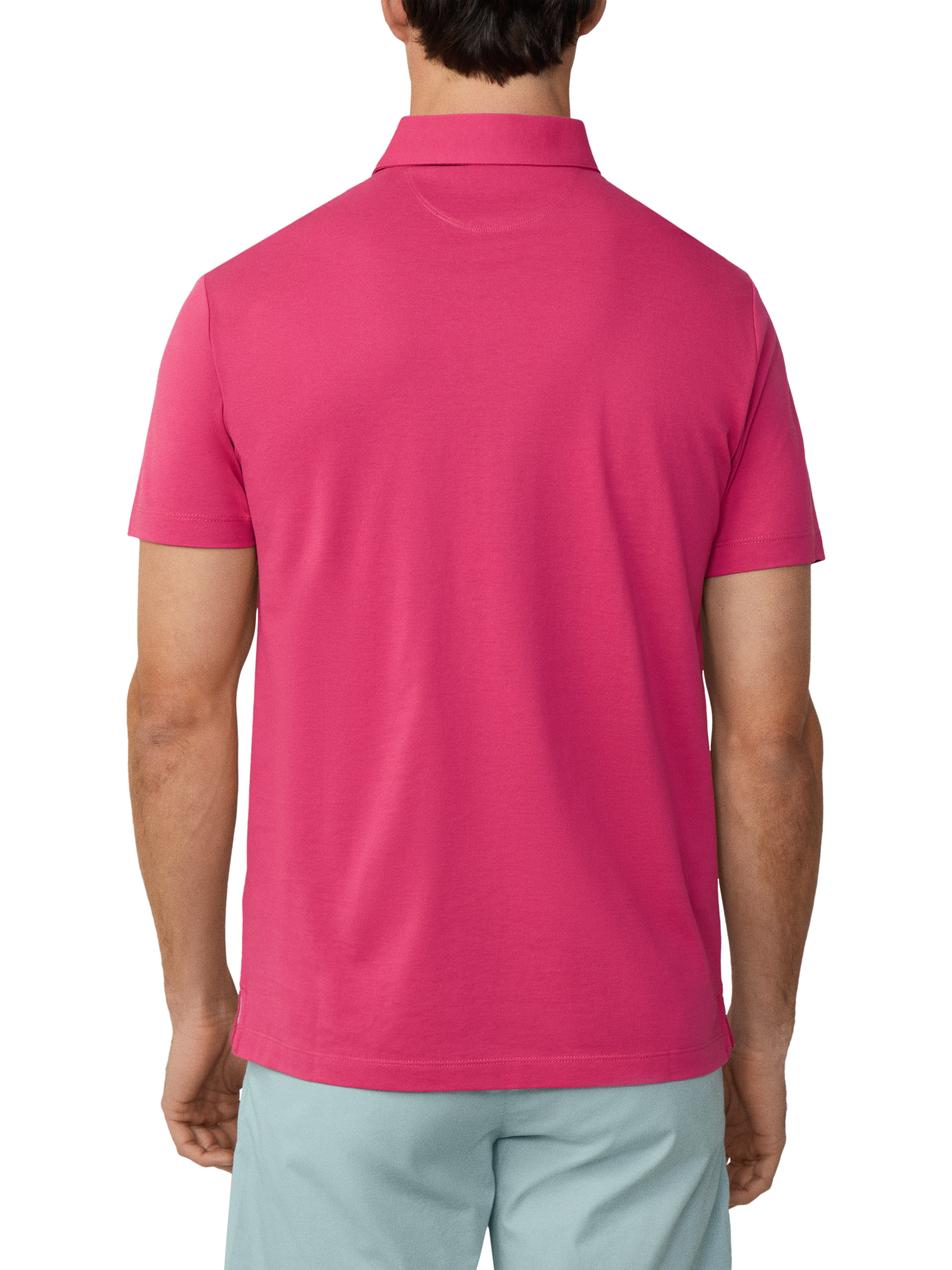 Product image 3 of 6, which shows Hackett London Cotton Regular Fit Short Sleeve Polo Shirt, Hibiscus Pink, XS