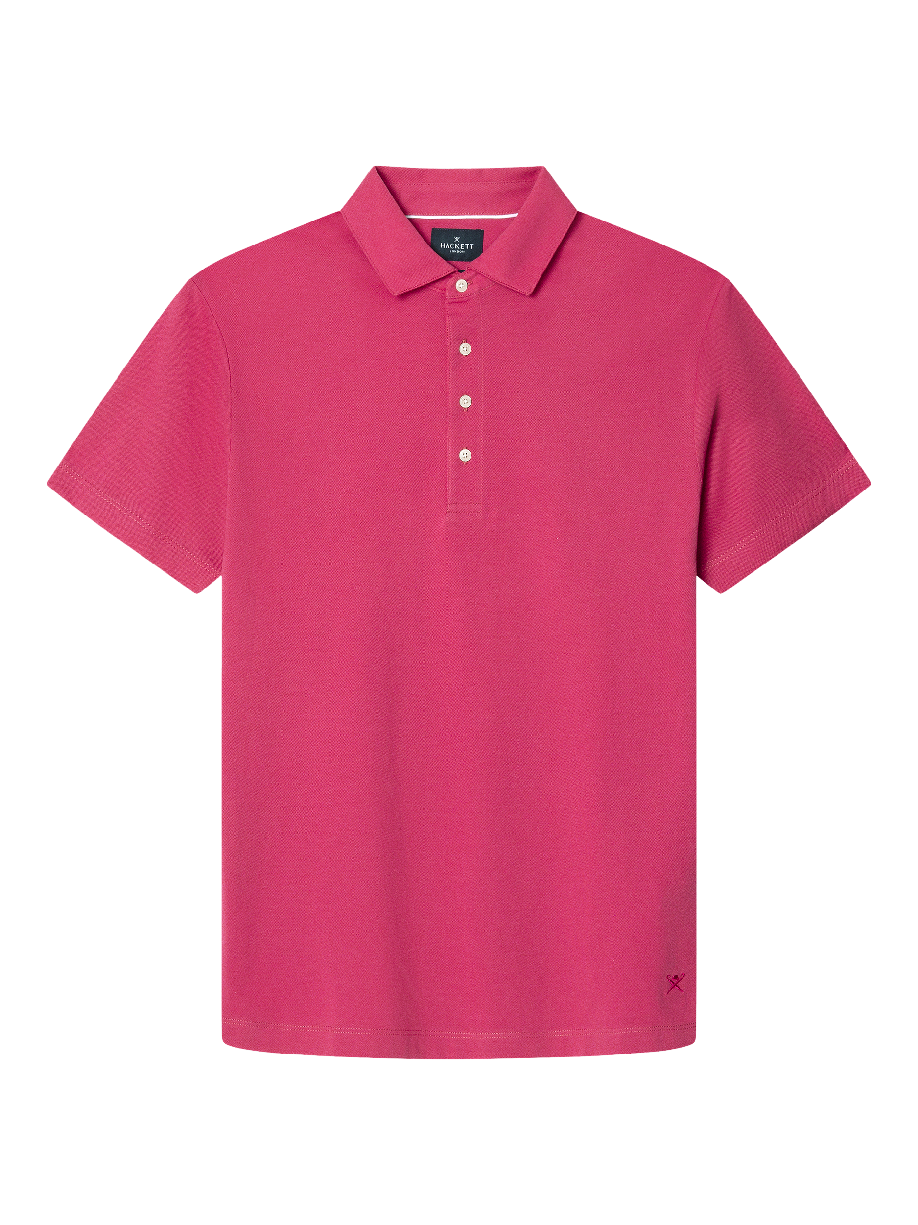Product image 5 of 6, which shows Hackett London Cotton Regular Fit Short Sleeve Polo Shirt, Hibiscus Pink, XS