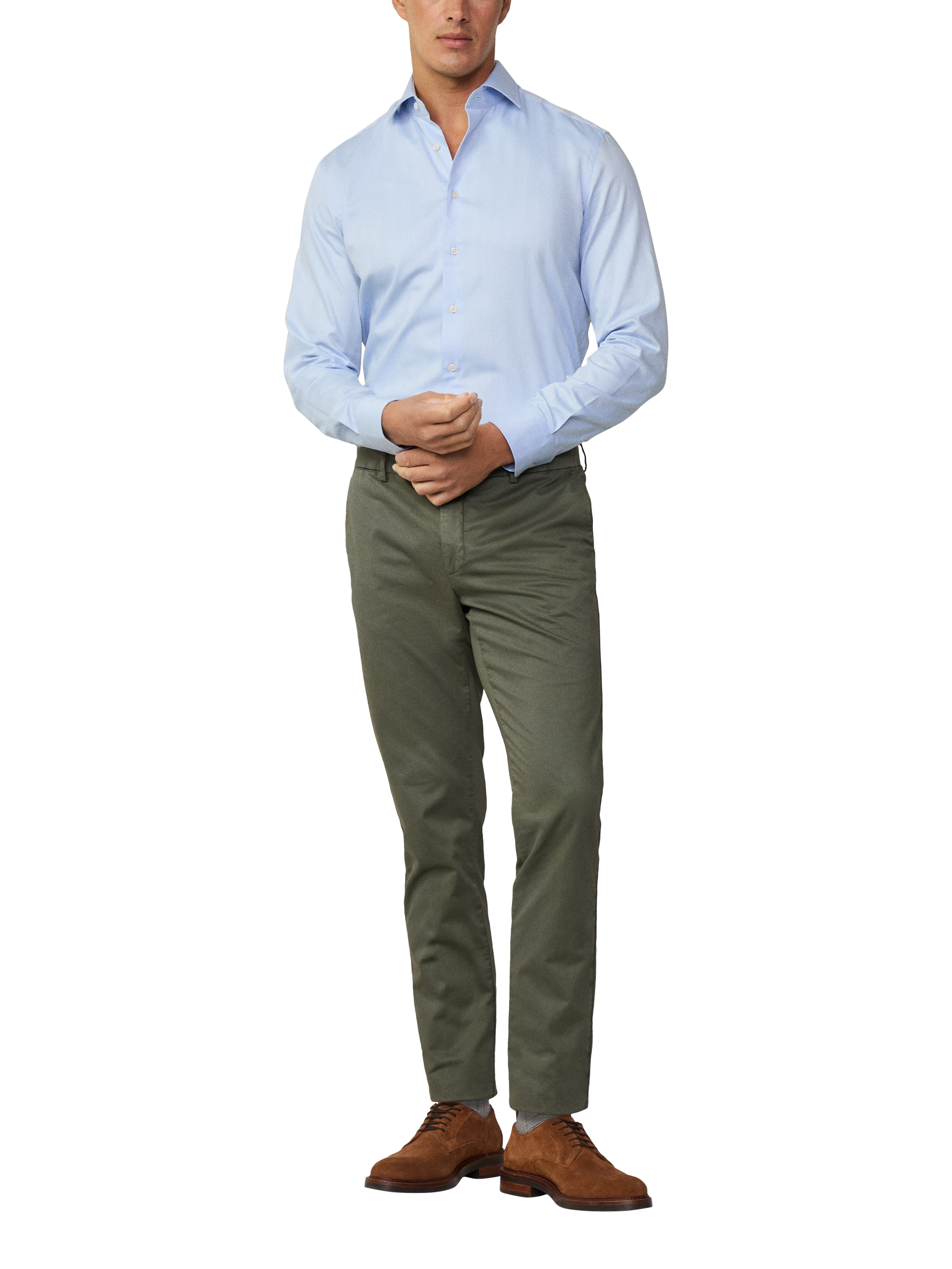 Product image 1 of 7, which shows Hackett London Cotton Tailored Fit Shirt, Sky Blue, S