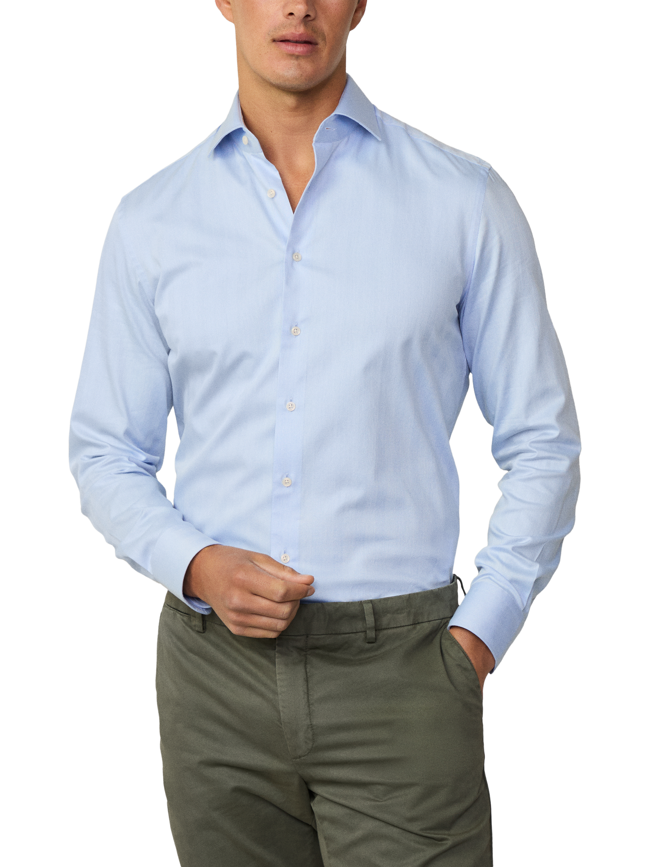 Product image 2 of 7, which shows Hackett London Cotton Tailored Fit Shirt, Sky Blue, S