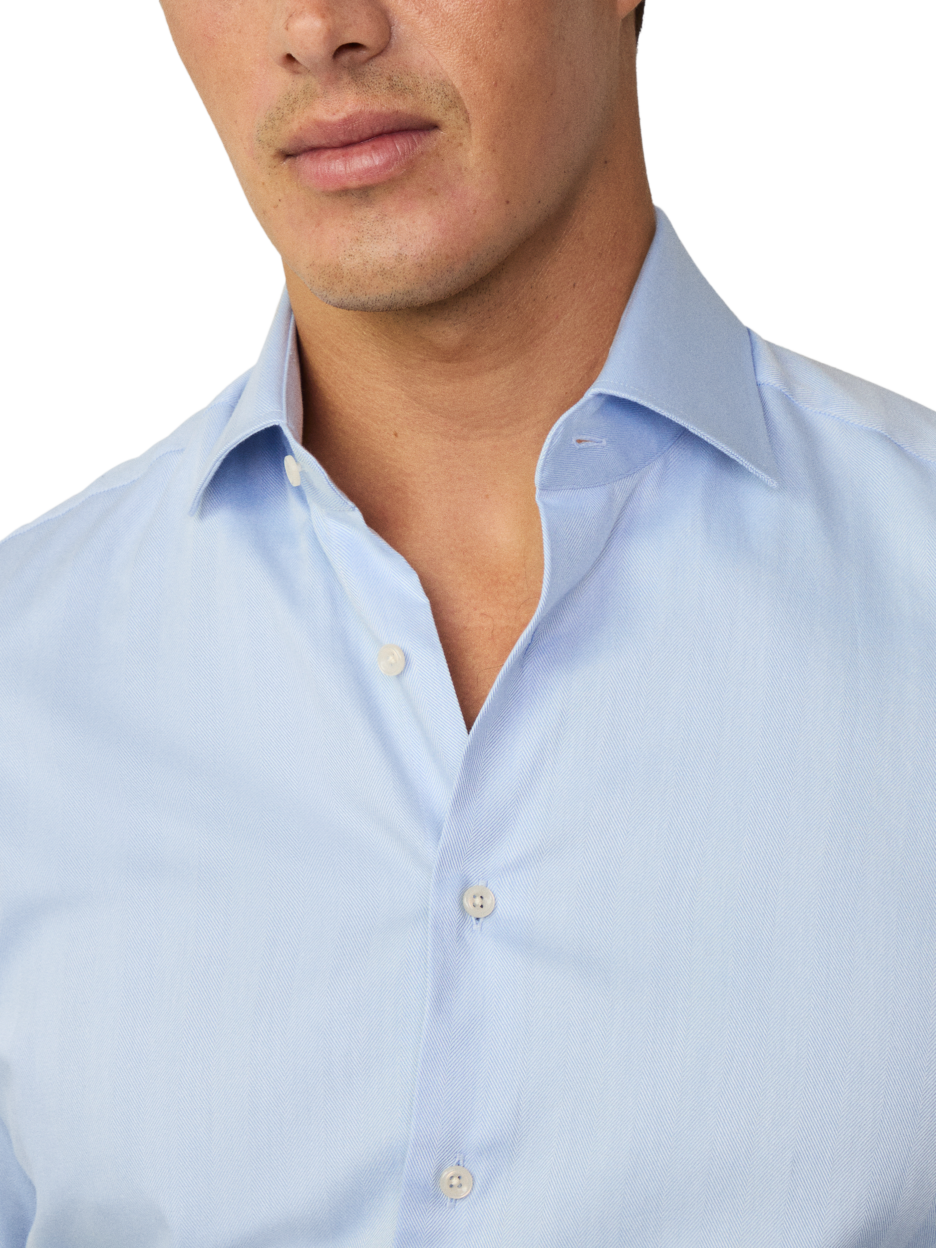 Product image 4 of 7, which shows Hackett London Cotton Tailored Fit Shirt, Sky Blue, S