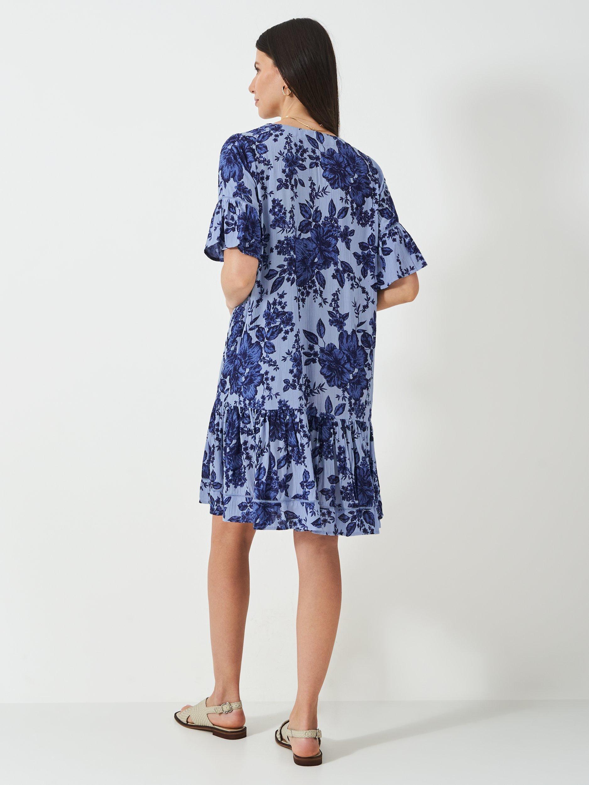 Product image 3 of 5, which shows Crew Clothing Floral Beach Dress, Blue, 10