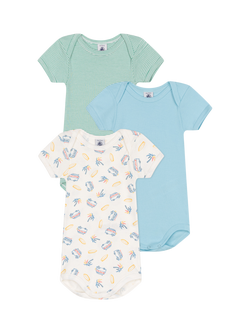 Petit Bateau Baby Cotton Bodysuits, Pack of 3, Variante 1