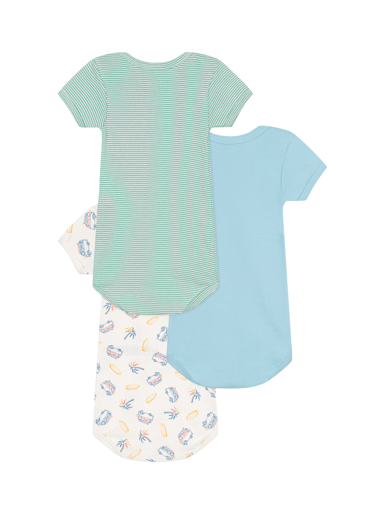 Product image 2 of 3, which shows Petit Bateau Baby Cotton Bodysuits, Pack of 3, Variante 1, 3 months
