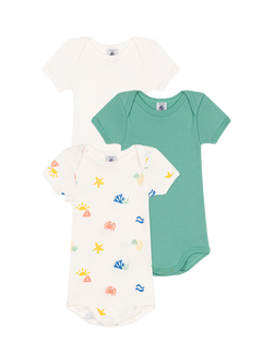 Petit Bateau Baby Cotton Sealife Bodysuit, Pack of 3, Variante 1