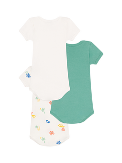 Petit Bateau Baby Cotton Sealife Bodysuit, Pack of 3 - view 2, Variante 1