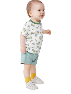 Petit Bateau Baby Cotton Holiday Print T-Shirt, Marshmallow/Orge, Marshmallow/Orge